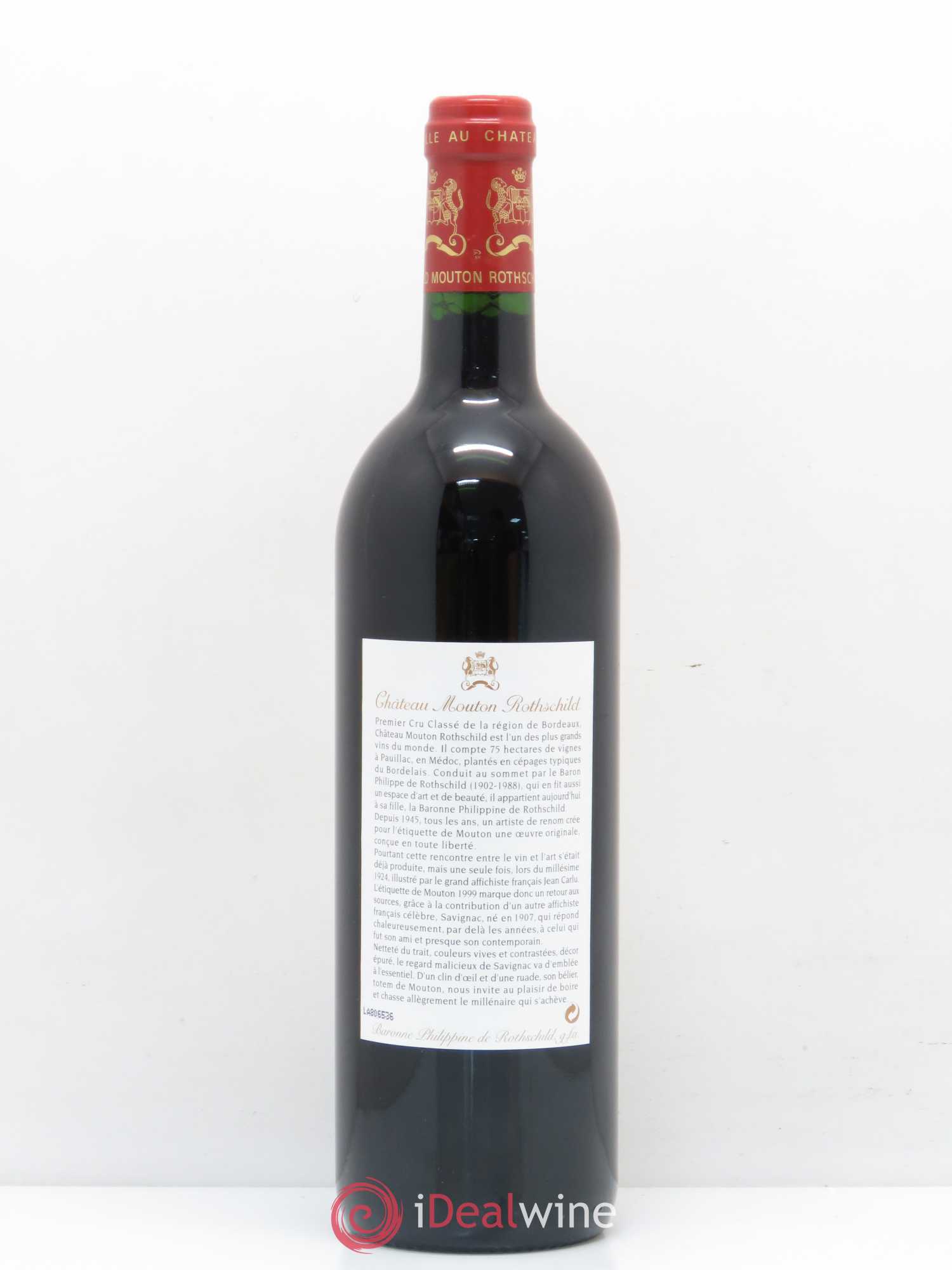 Château Mouton Rothschild 1er Grand Cru Classé 1999 - Lot de 1 bouteille - 1