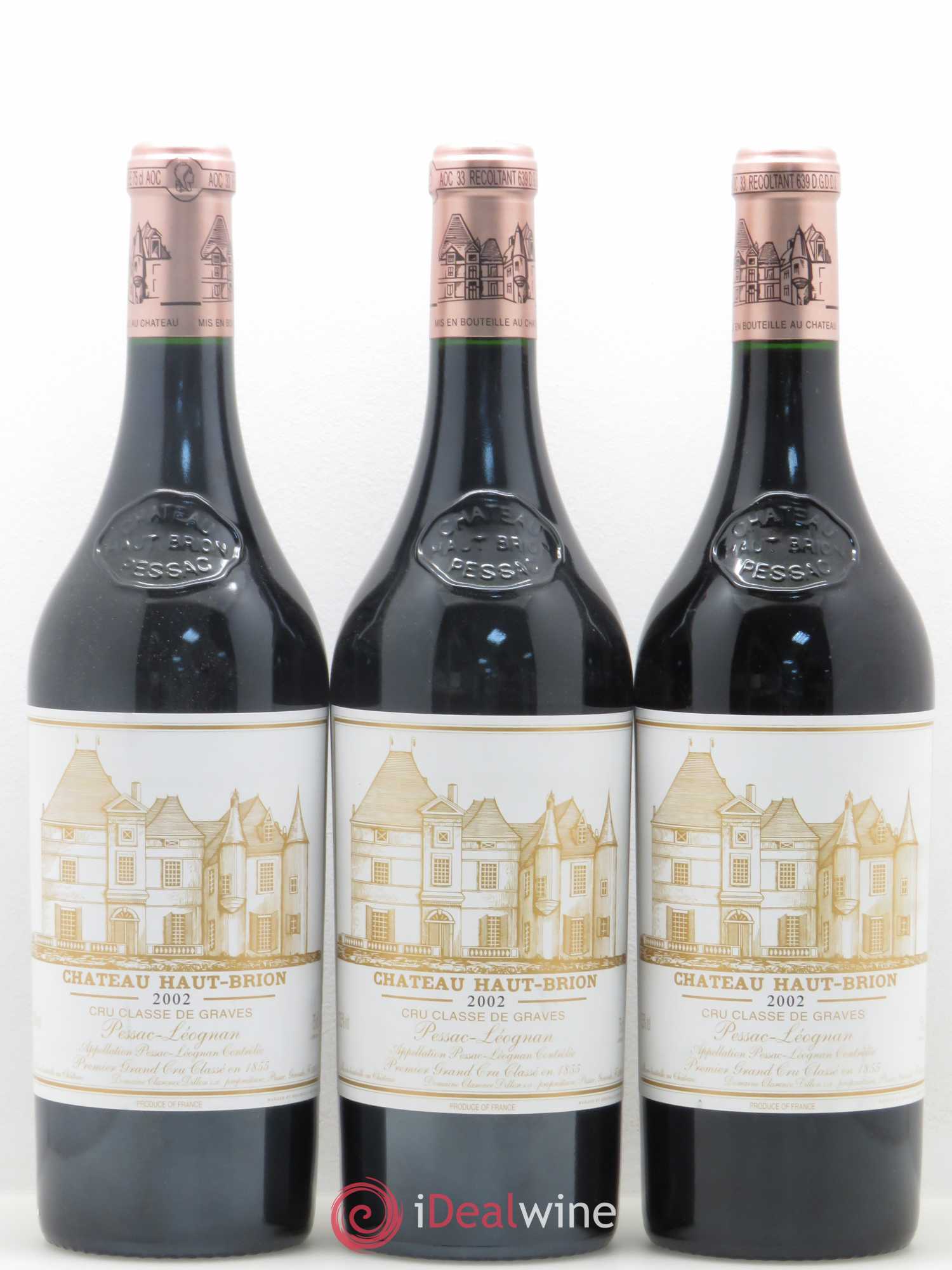 Château Haut Brion 1er Grand Cru Classé 2002 - Lot de 3 bouteilles - 0