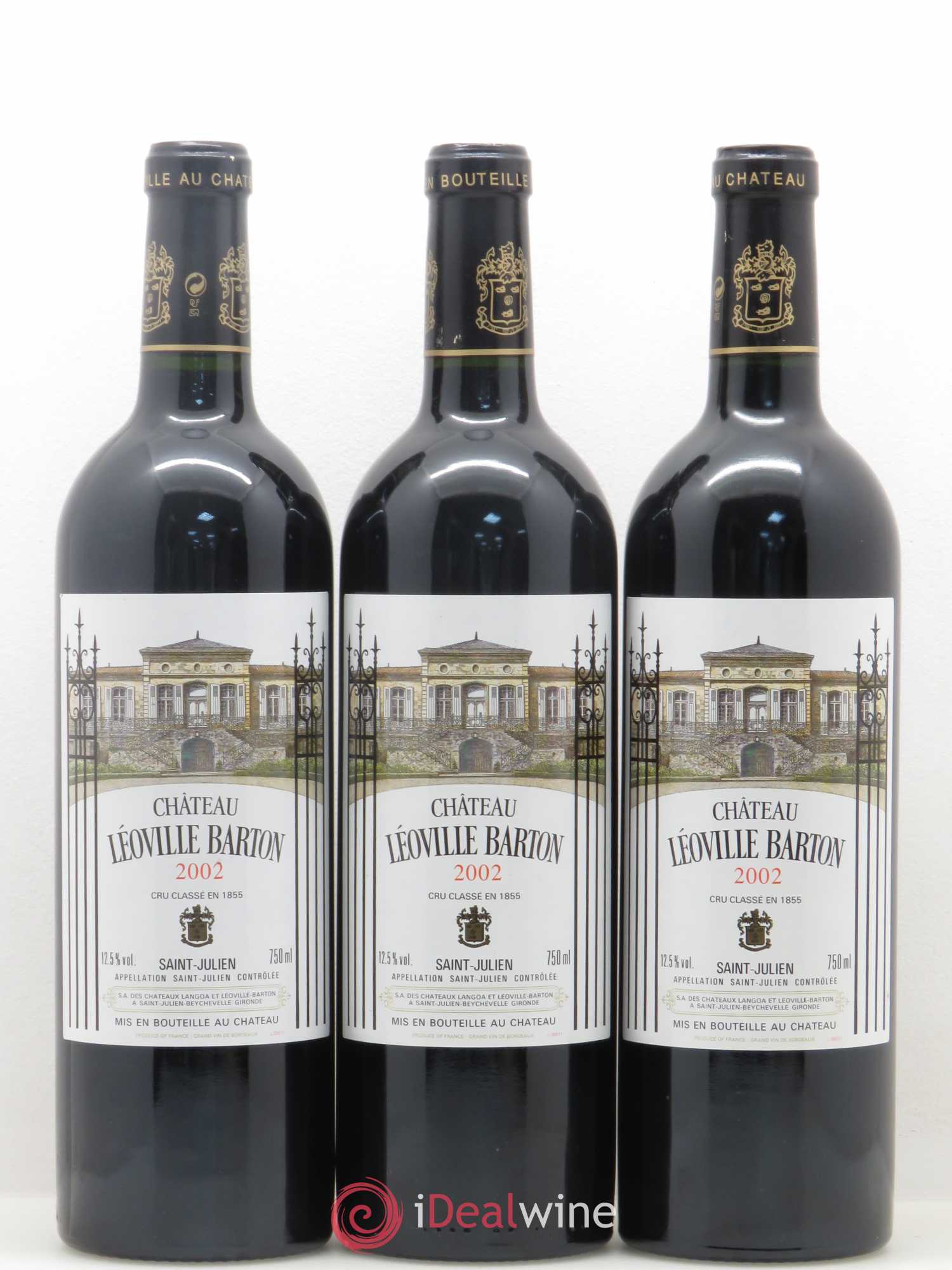 Château Léoville Barton 2ème Grand Cru Classé 2002 - Lot de 3 bouteilles - 0