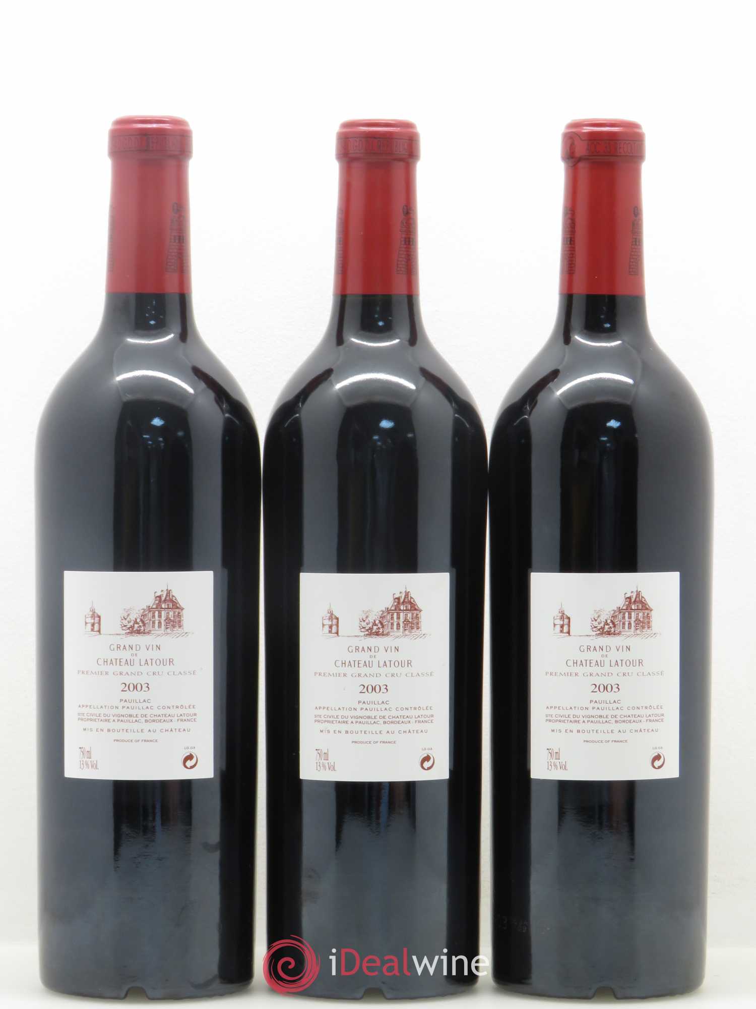 Château Latour 1er Grand Cru Classé 2003 - Lot de 3 bouteilles - 1