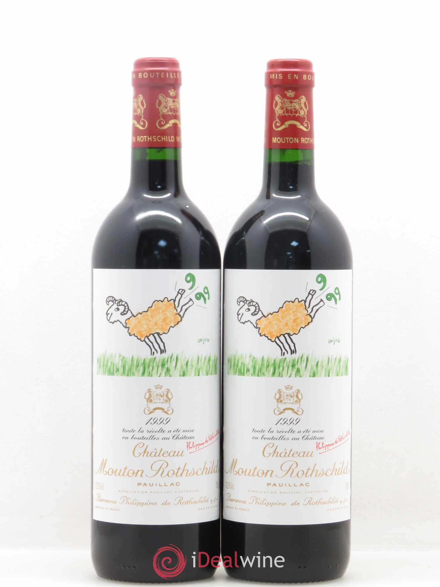 Château Mouton Rothschild 1er Grand Cru Classé 1999 - Lot de 2 bouteilles - 0