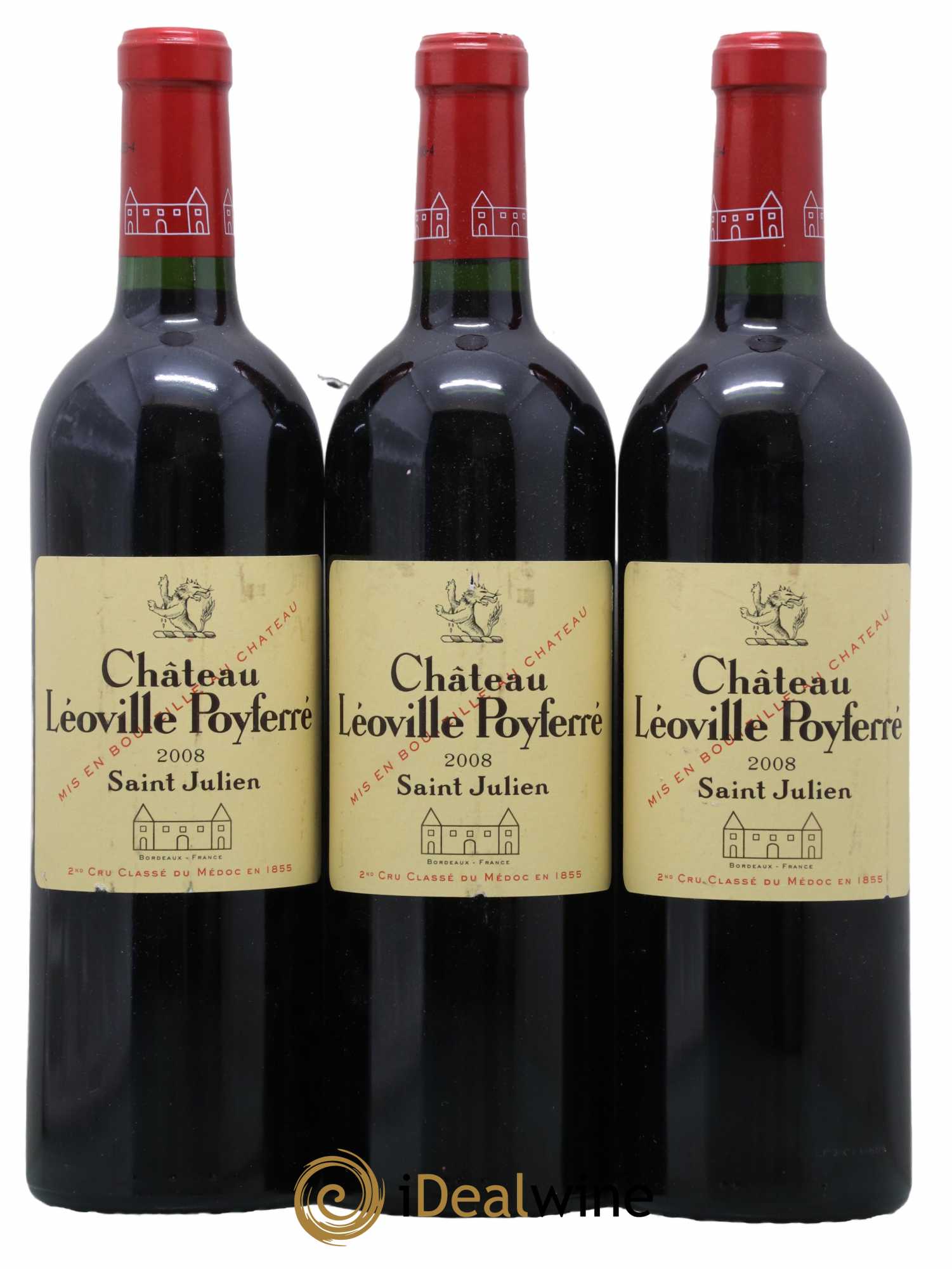 Château Léoville Poyferré 2ème Grand Cru Classé 2008 - Lot de 3 bouteilles - 0