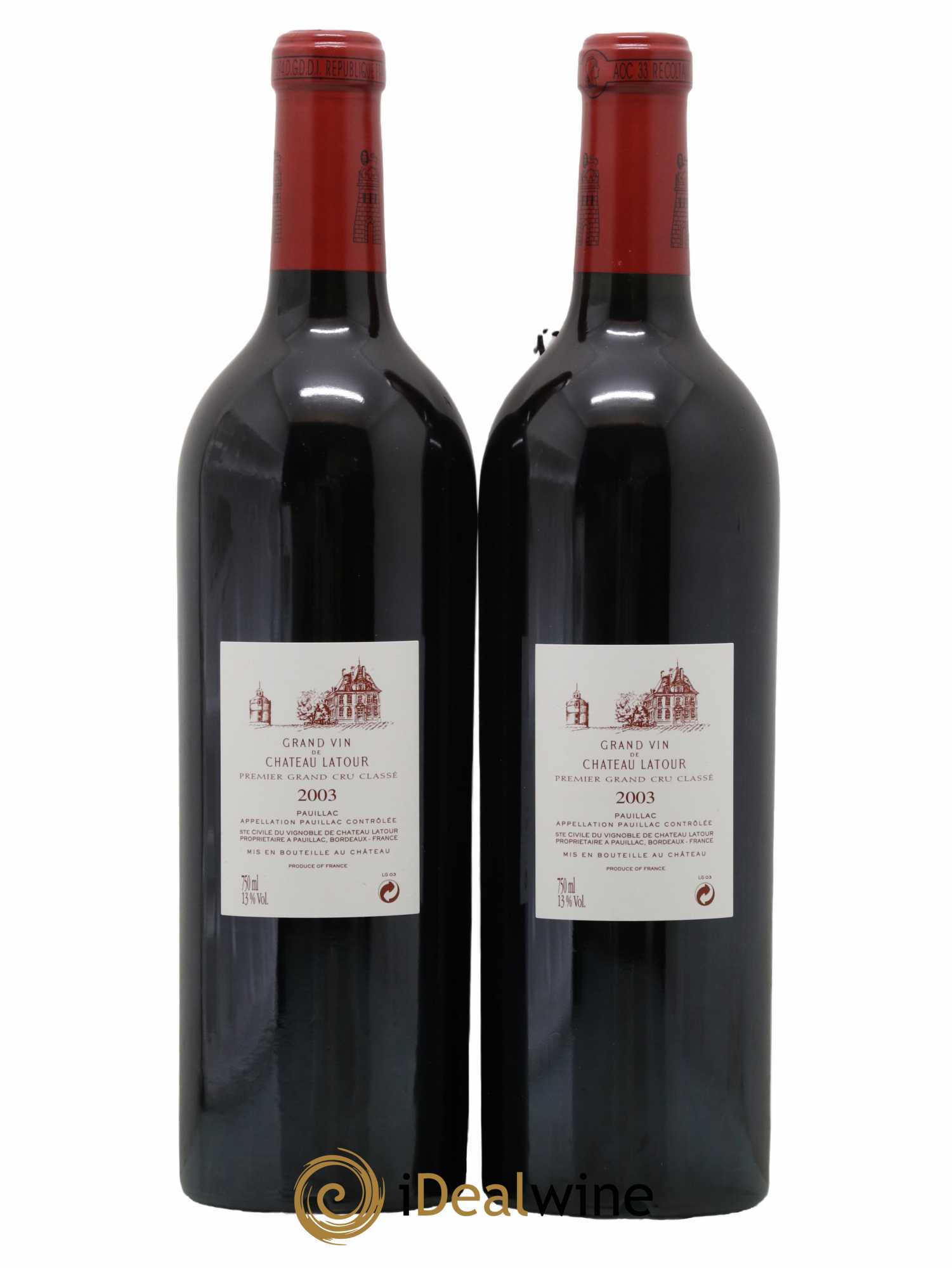 Château Latour 1er Grand Cru Classé 2003 - Lot de 2 bouteilles - 1