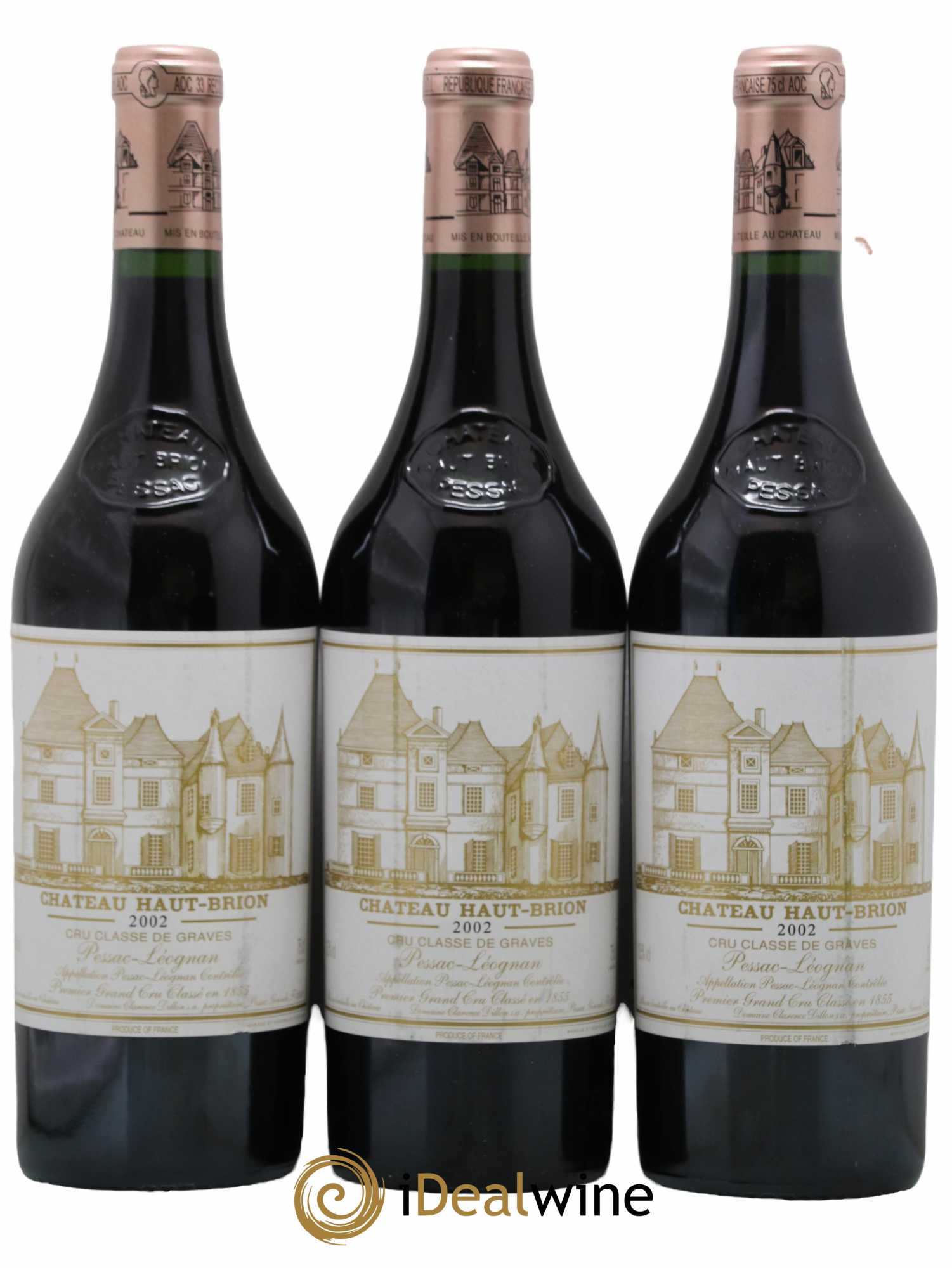Château Haut Brion 1er Grand Cru Classé 2002 - Lot de 3 bouteilles - 0