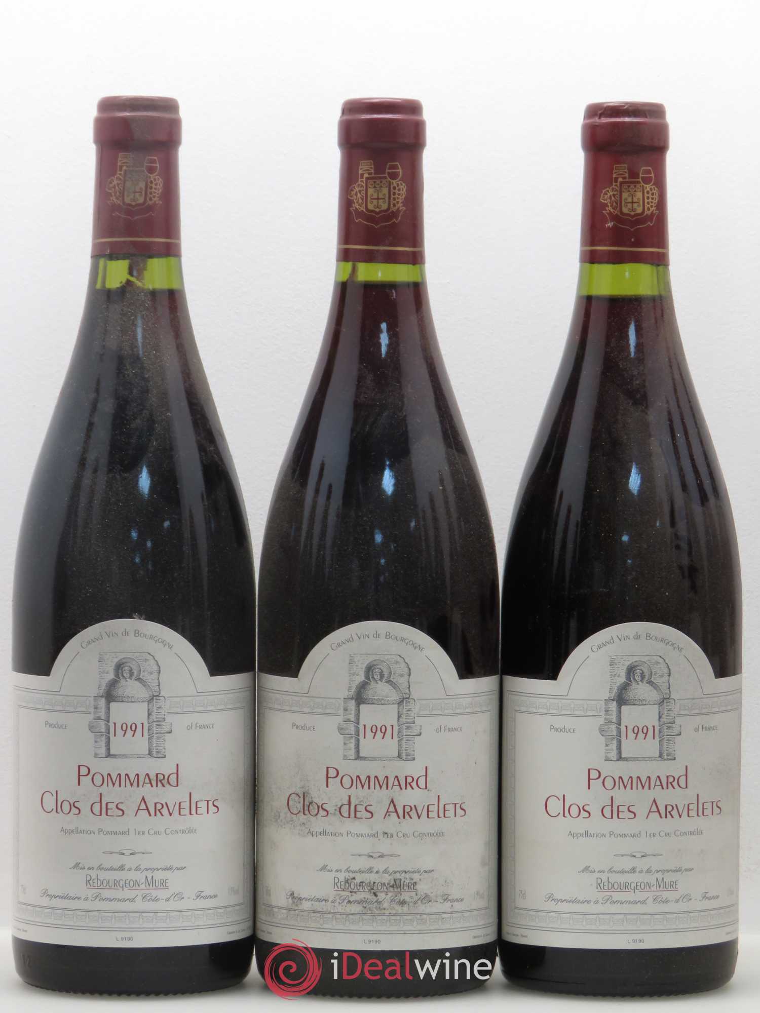 Pommard Clos des Arvelets Domaine Rebourgeon-Mure 1991 - Posten von 12 Flaschen - 1