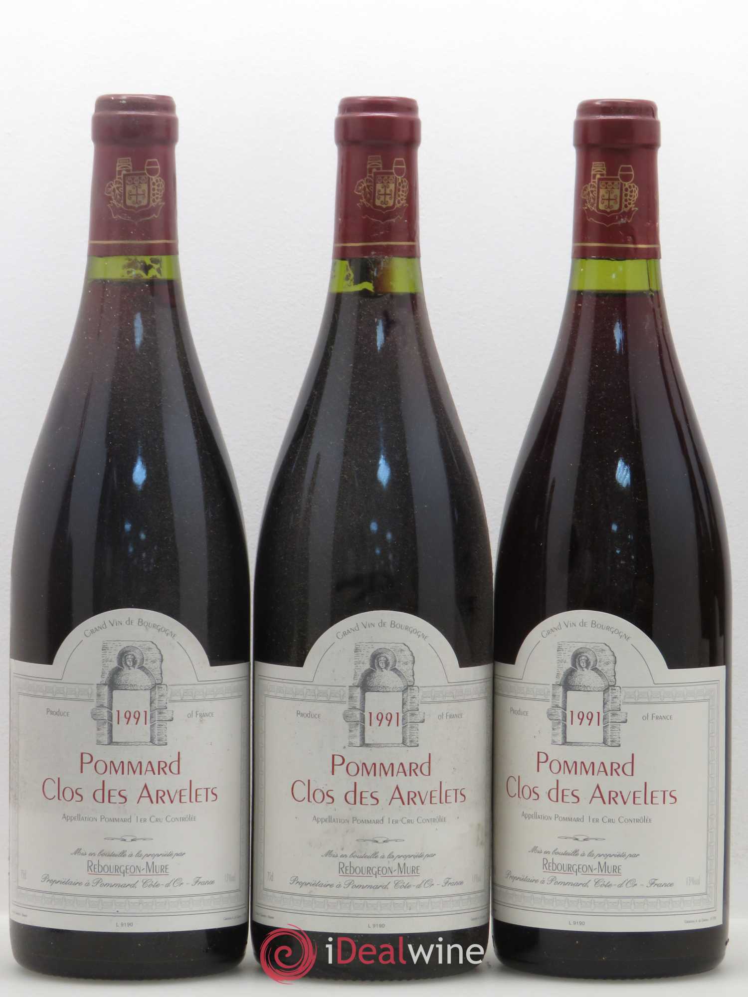 Pommard Clos des Arvelets Domaine Rebourgeon-Mure 1991 - Posten von 12 Flaschen - 3