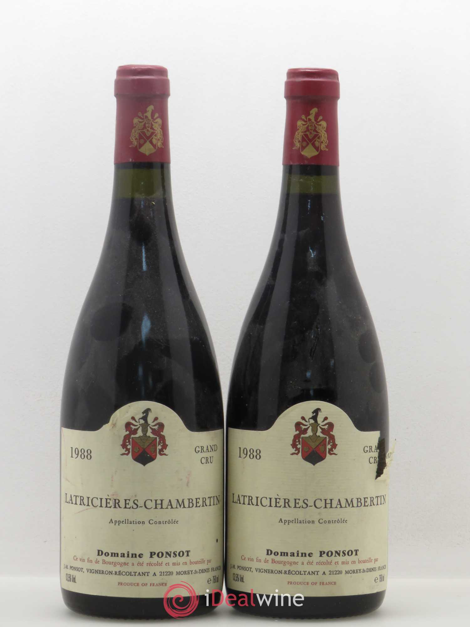 Latricières-Chambertin Grand Cru Ponsot (Domaine) 1988 - Lot de 2 bouteilles - 0