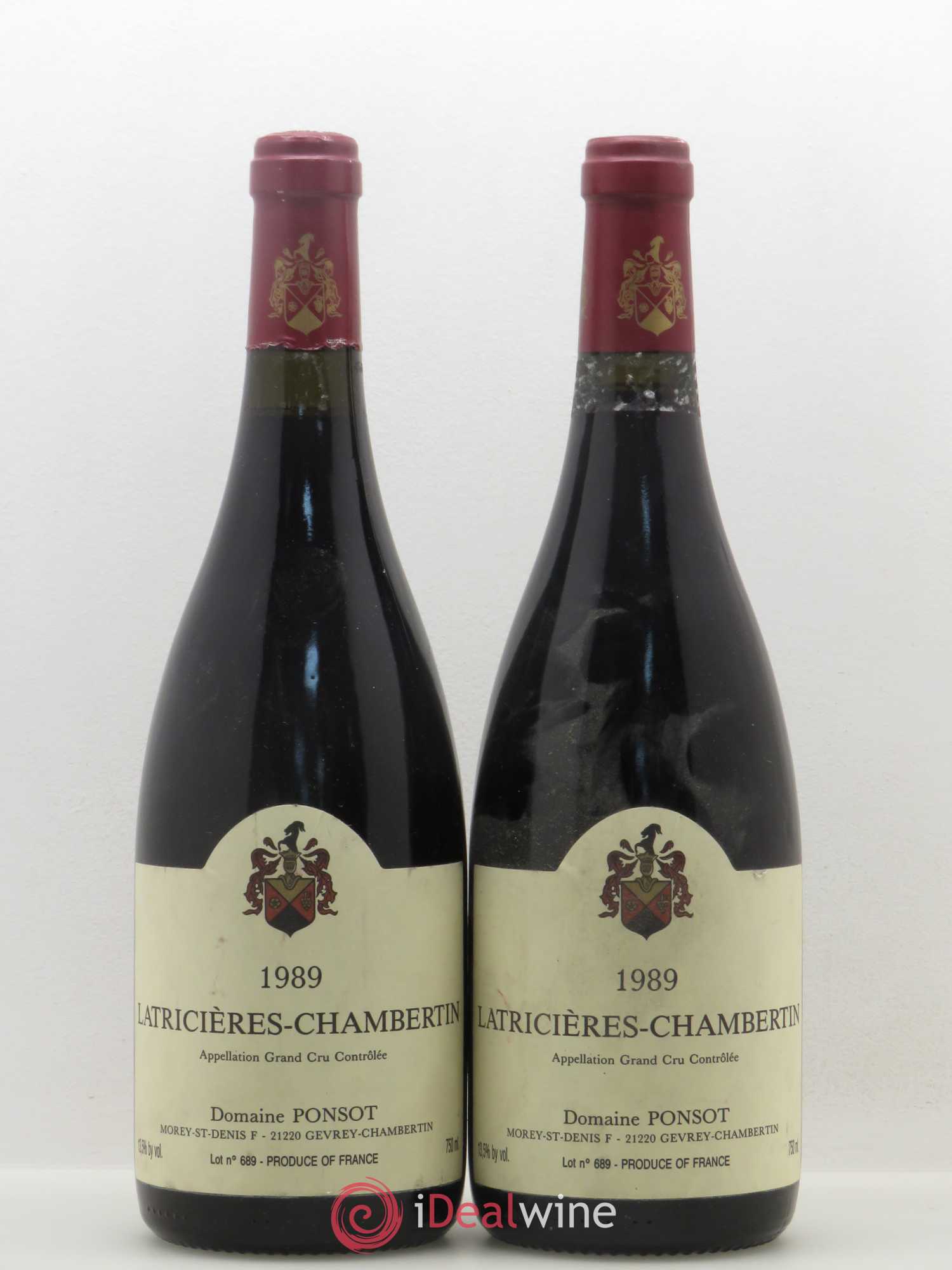 Latricières-Chambertin Grand Cru Ponsot (Domaine) 1989 - Lot de 2 bouteilles - 0