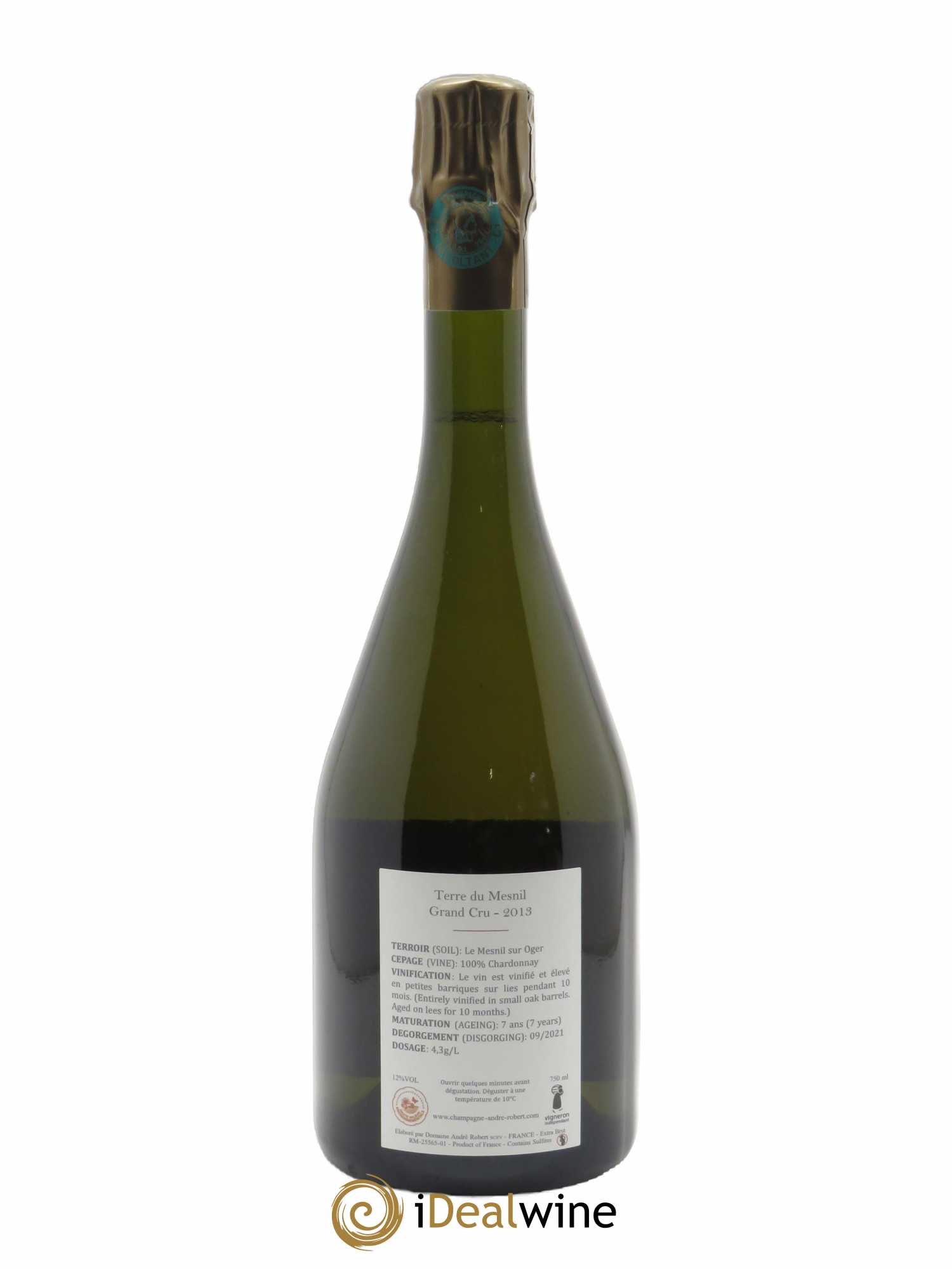 Terre du Mesnil Blanc de Blancs Grand Cru Brut André Robert 2013 - Lot de 1 bouteille - 1