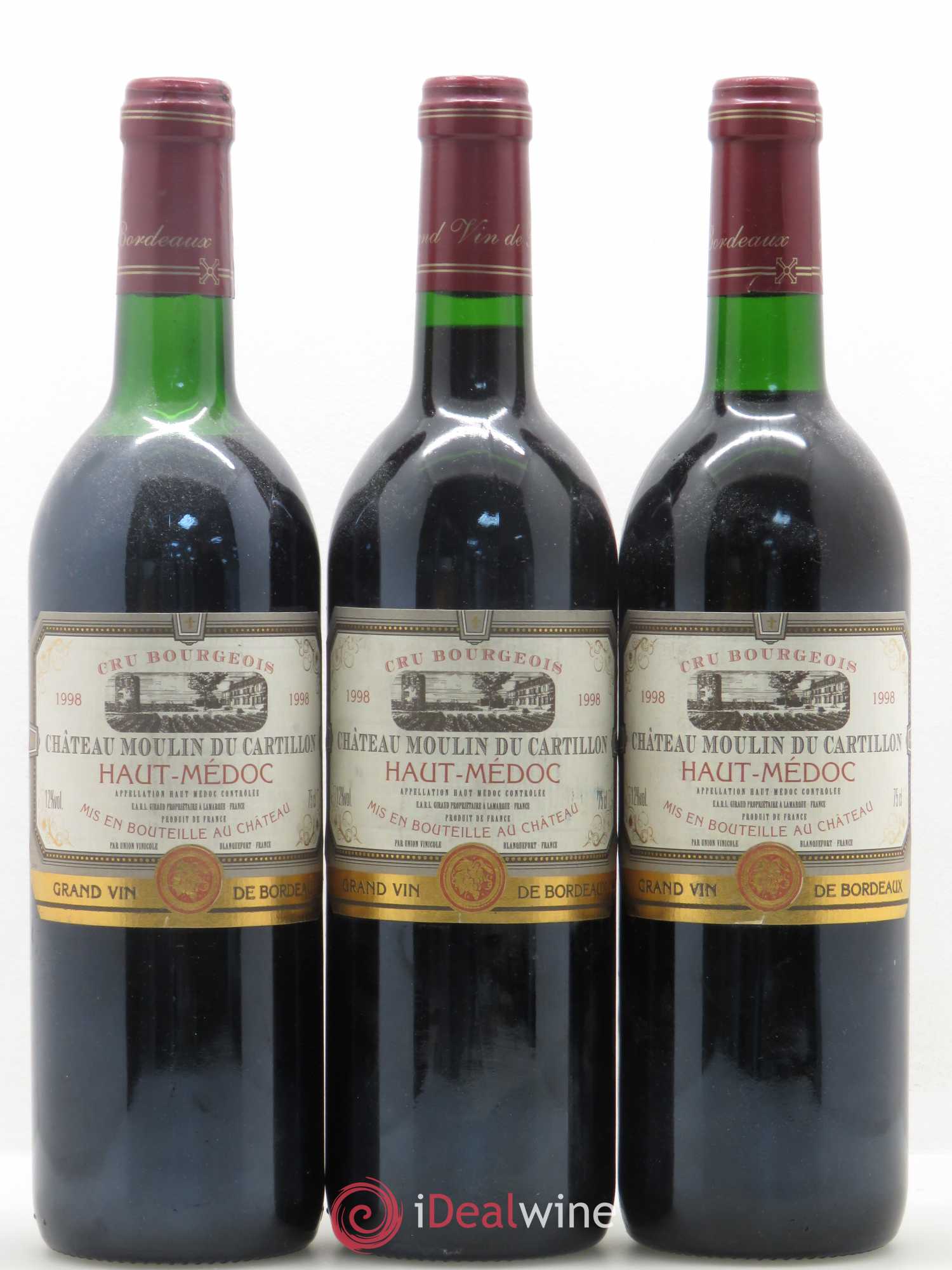 Bordeaux Haut-Médoc - Château Moulin du Cartillon 1998 - Posten von 3 Flaschen - 0