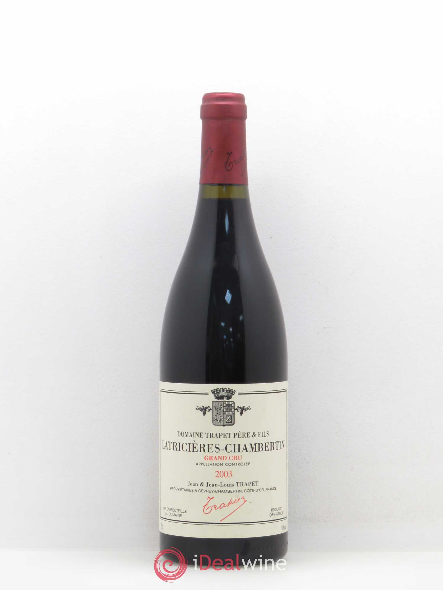 Latricières-Chambertin Grand Cru Domaine Trapet 2003 - Lot de 1 bouteille - 0