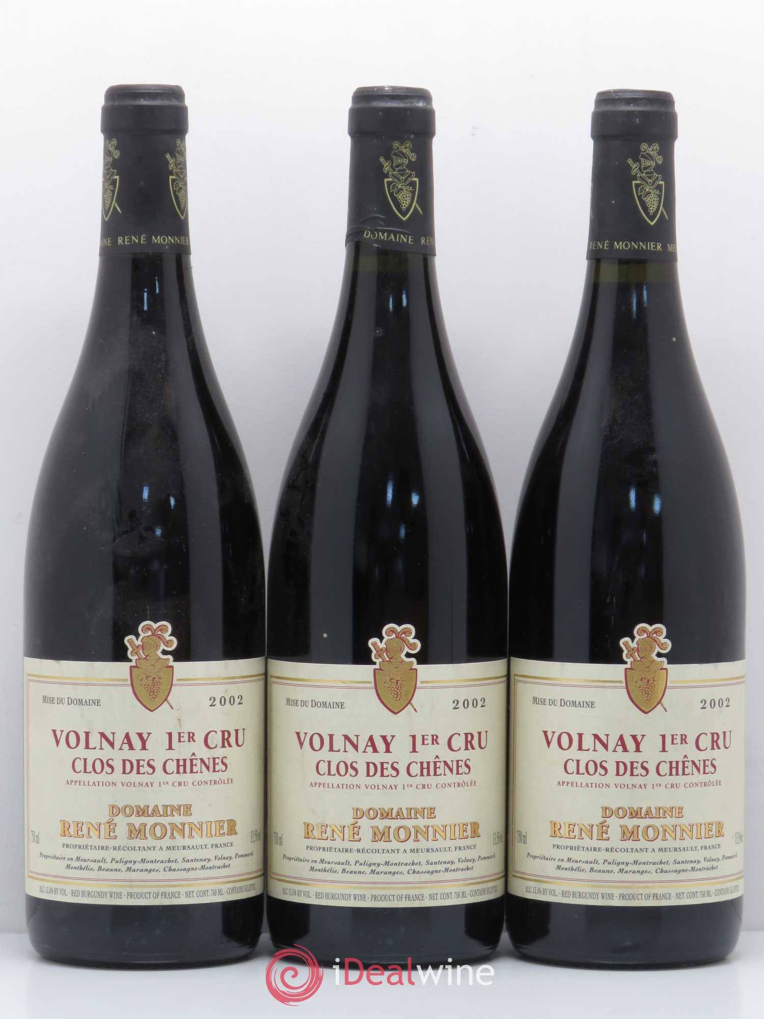 Volnay 1er Cru Clos des chênes René Monnier 2002 - Lot de 6 bouteilles - 2