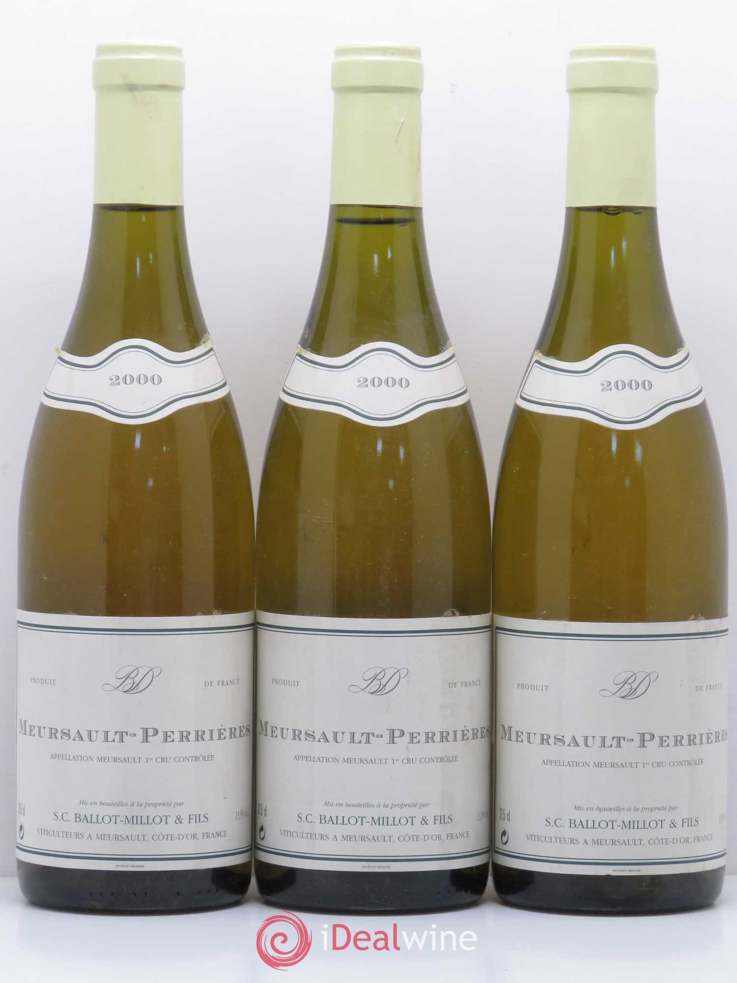 Meursault 1er Cru Perrières Ballot Millot (sans prix de réserve) 2000 - Lot de 3 bouteilles - 0