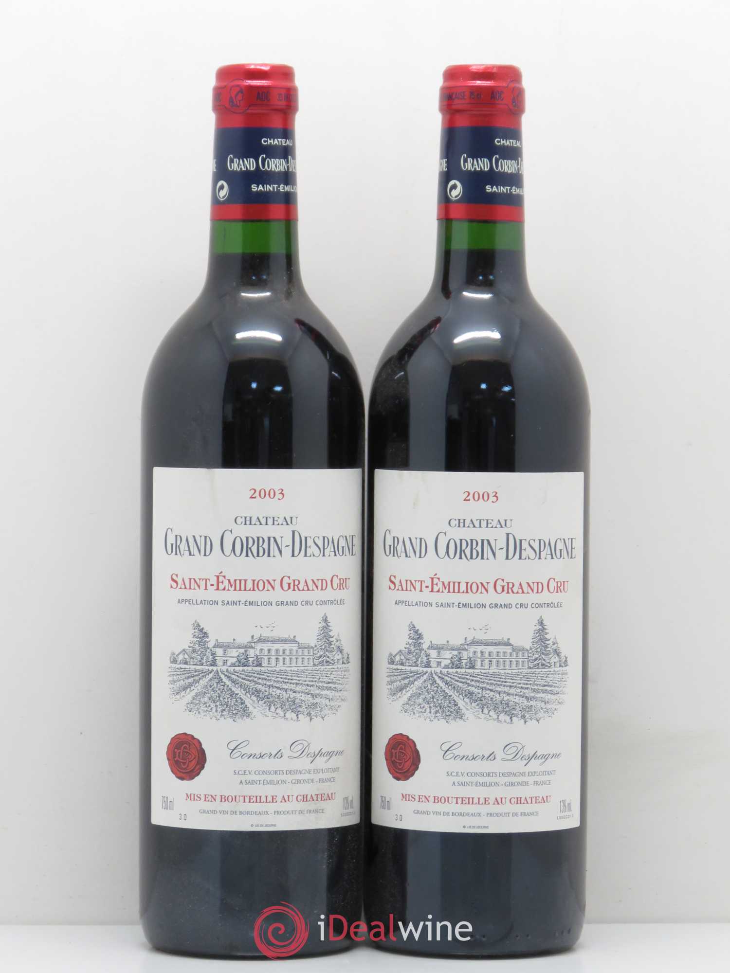 Château Grand Corbin Despagne Grand Cru Classé 2003 - Lot de 2 bouteilles - 0
