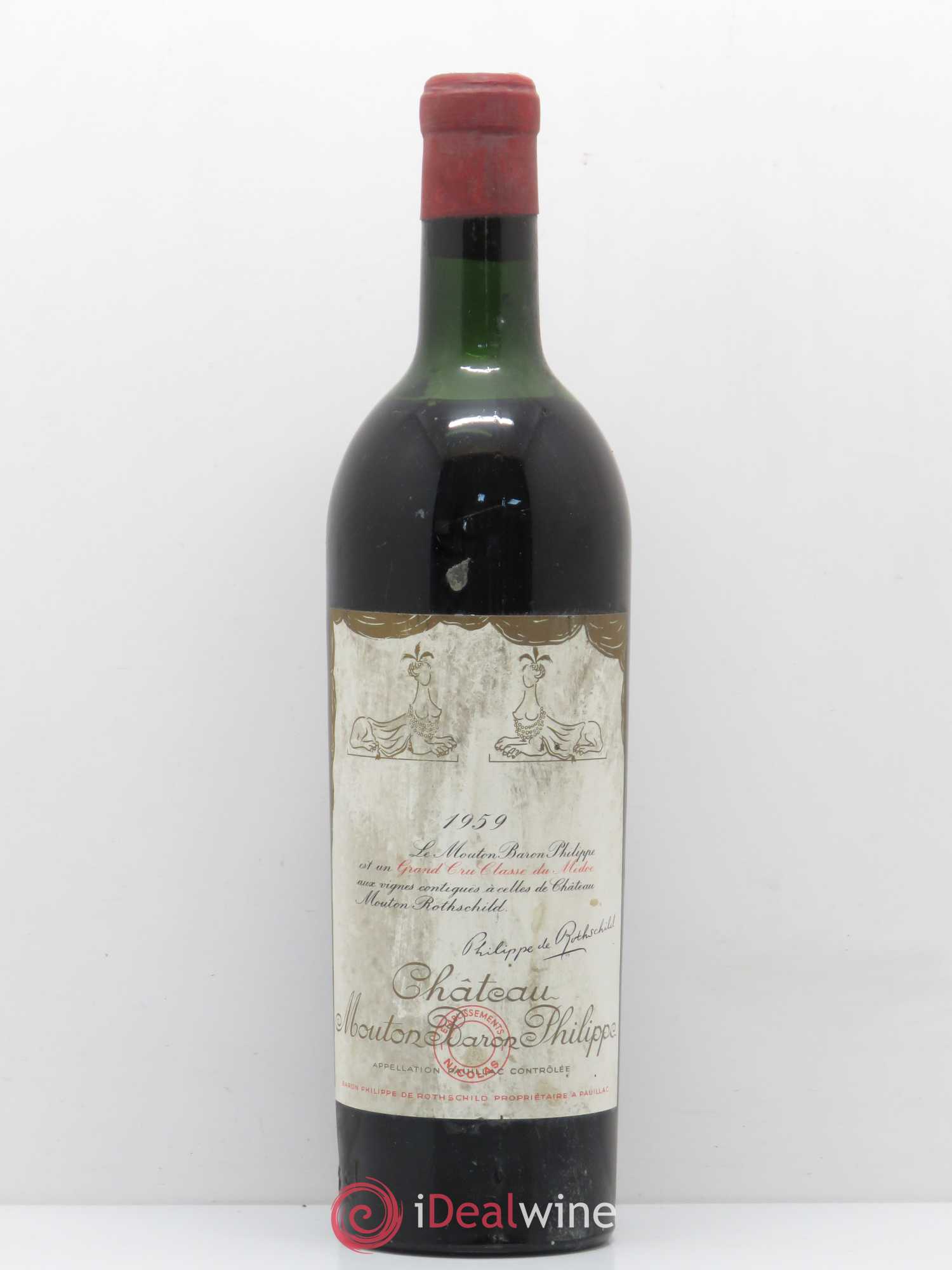 Château d' Armailhac - Mouton Baron(ne) Philippe 5ème Grand Cru Classé 1959 - Lot de 1 bouteille - 0