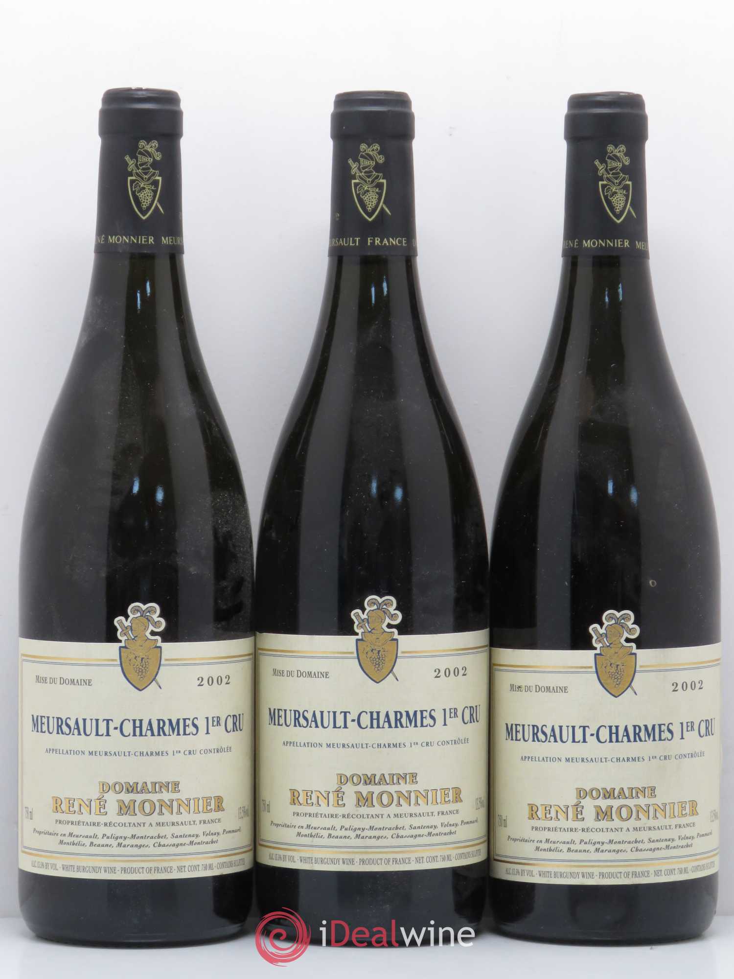 Meursault 1er Cru Les Charmes René Monnier 2002 - Lot de 6 bouteilles - 1