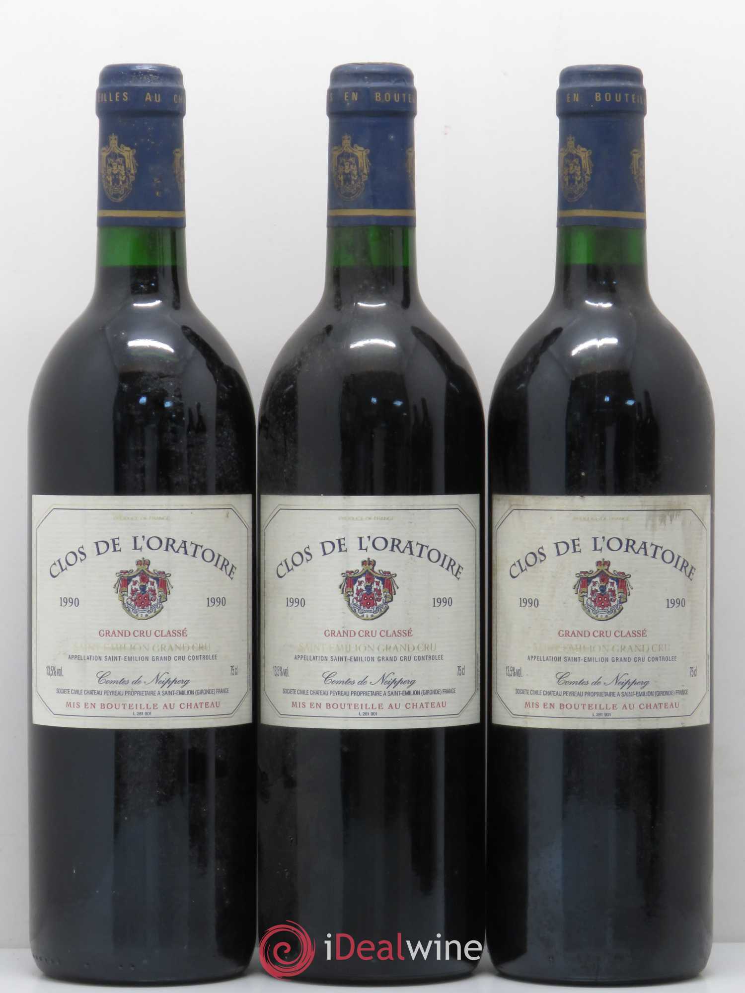 Clos de l'Oratoire Grand Cru Classé 1990 - Lot de 5 bouteilles - 1