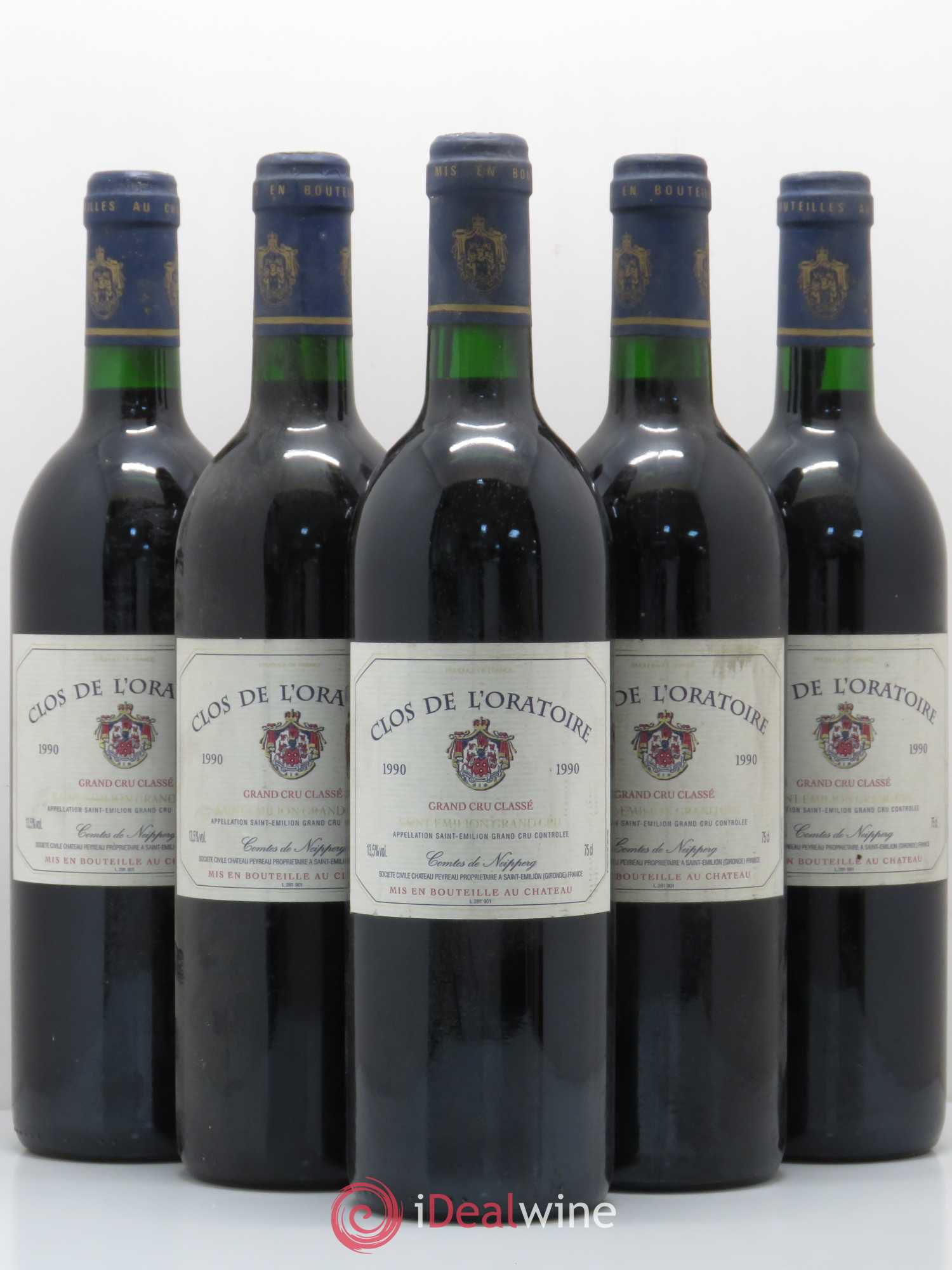 Clos de l'Oratoire Grand Cru Classé 1990 - Lot de 5 bouteilles - 0