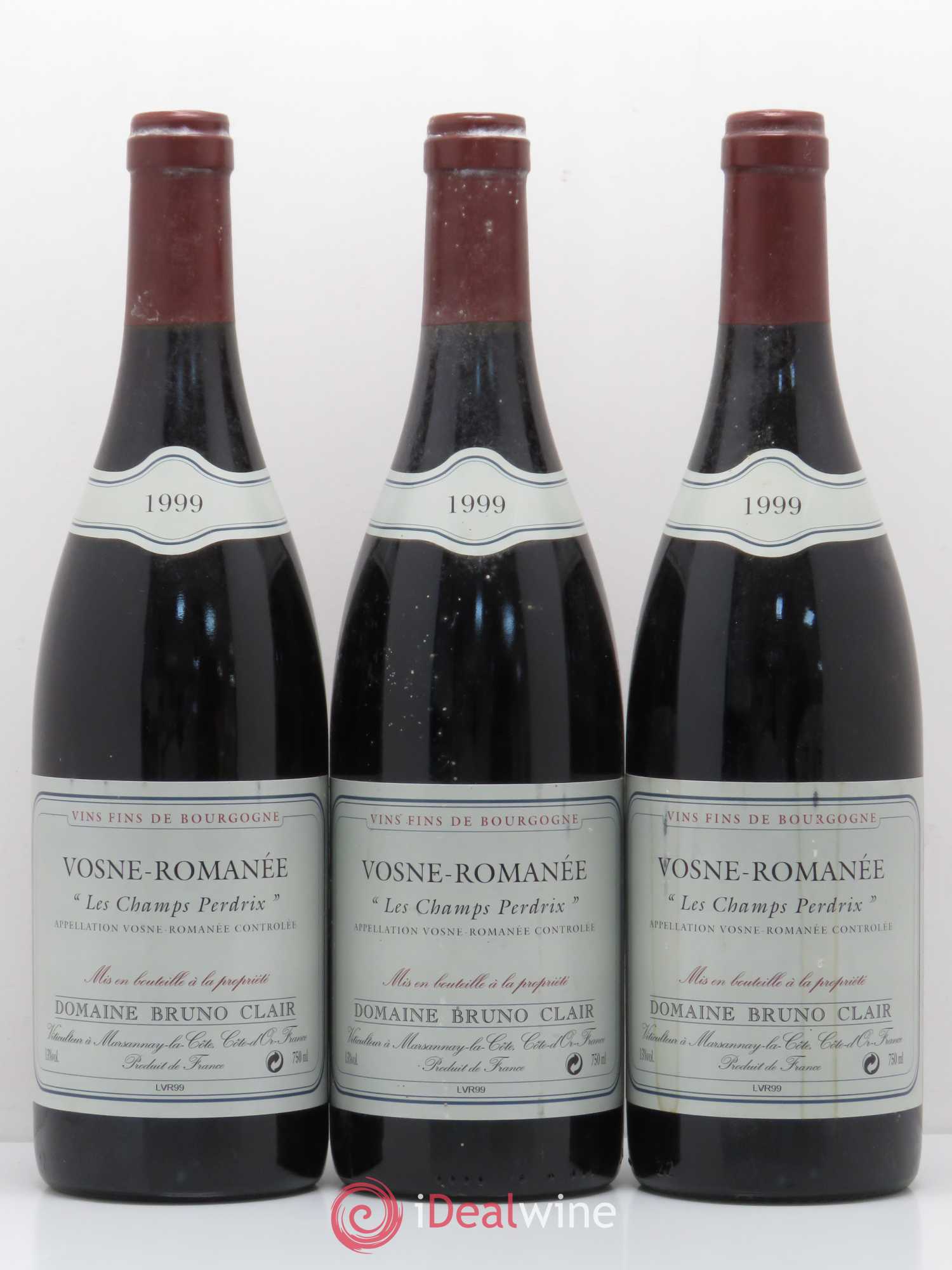 Vosne-Romanée Les Champs Perdrix Bruno Clair (Domaine) 1999 - Lot de 3 bouteilles - 0