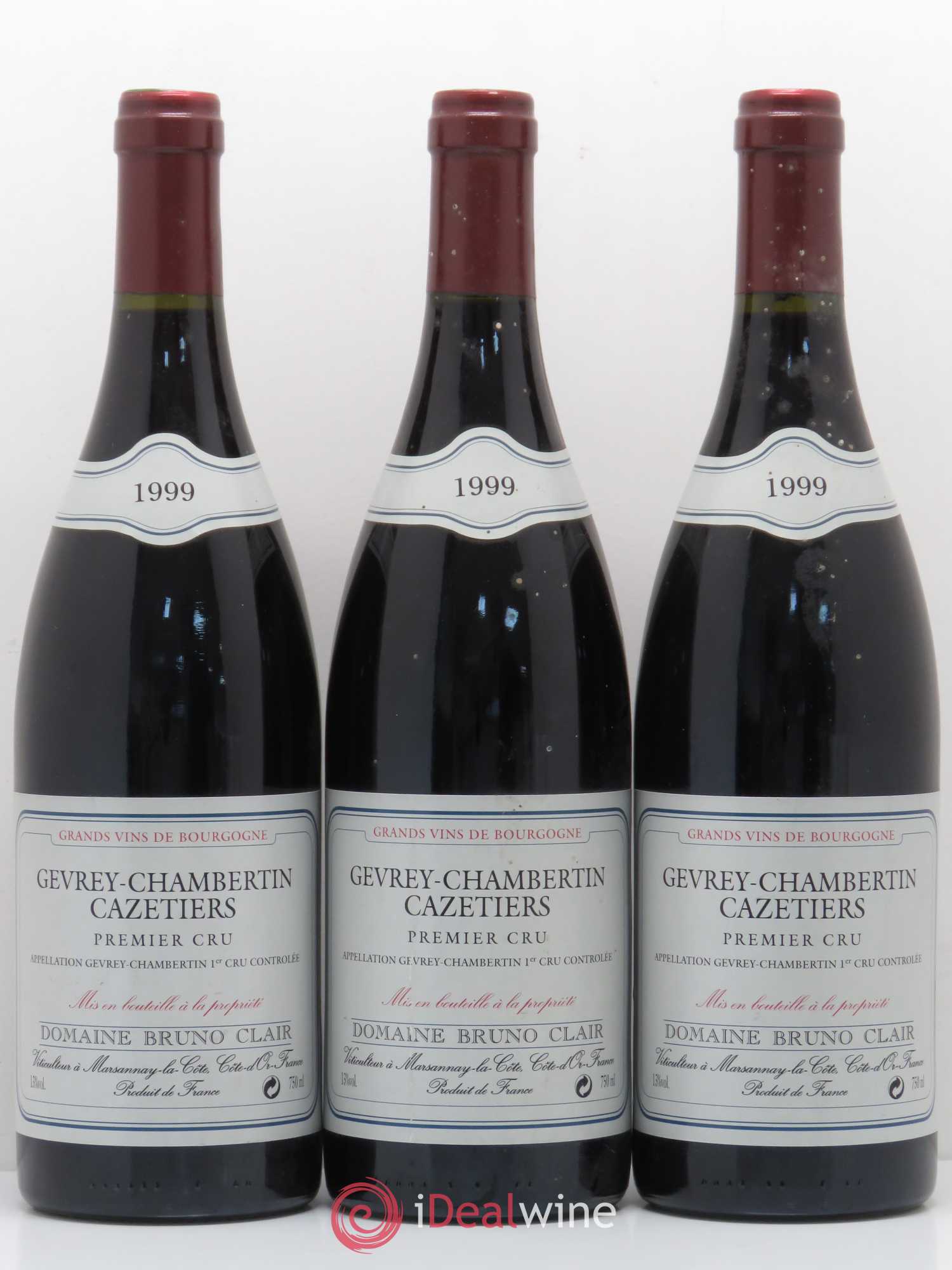Gevrey-Chambertin 1er Cru Les Cazetiers Bruno Clair (Domaine) 1999 - Lot de 3 bouteilles - 0