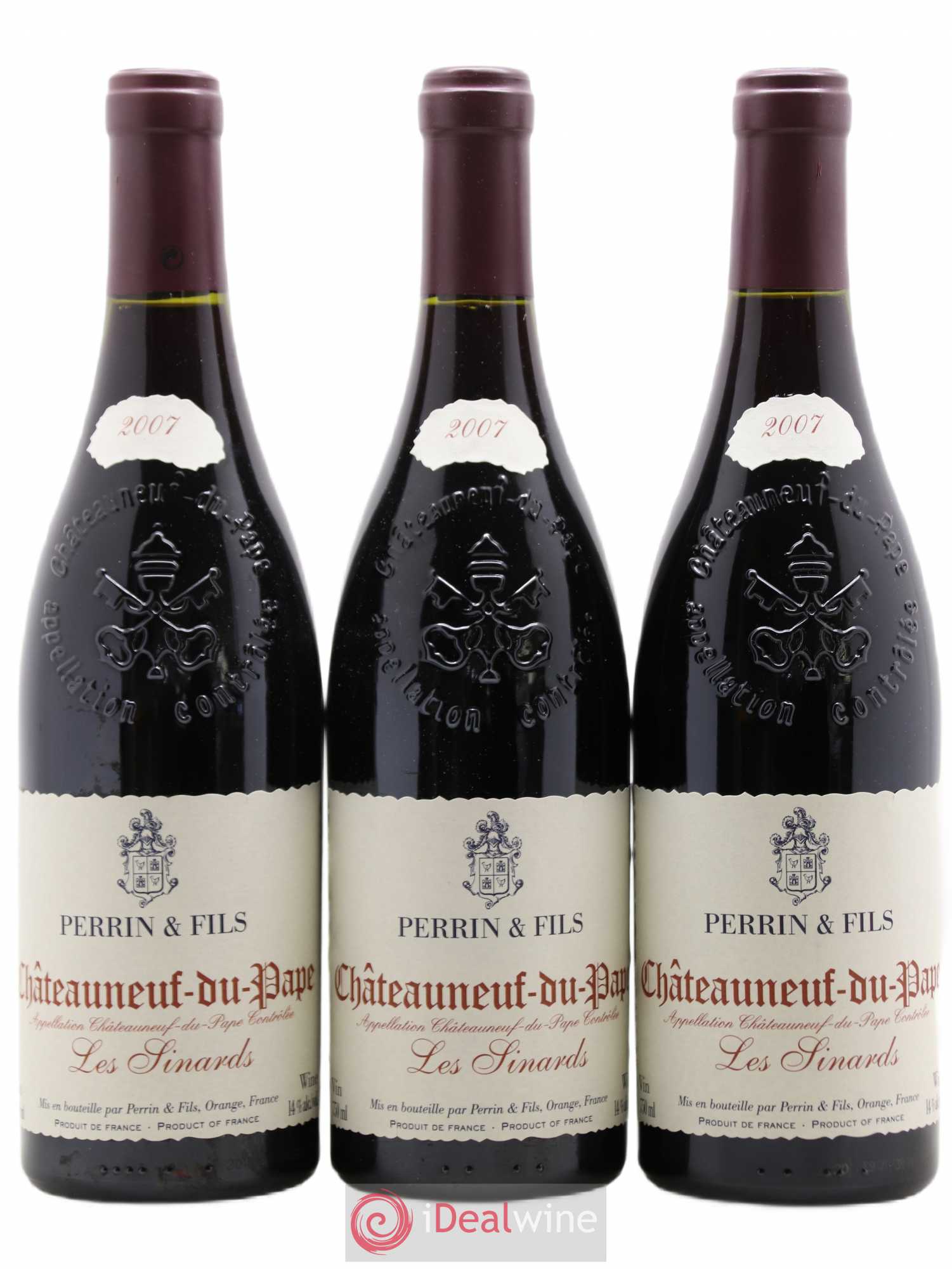 Châteauneuf-du-Pape Les Sinards Perrin 2007 - Lot de 3 bouteilles - 0
