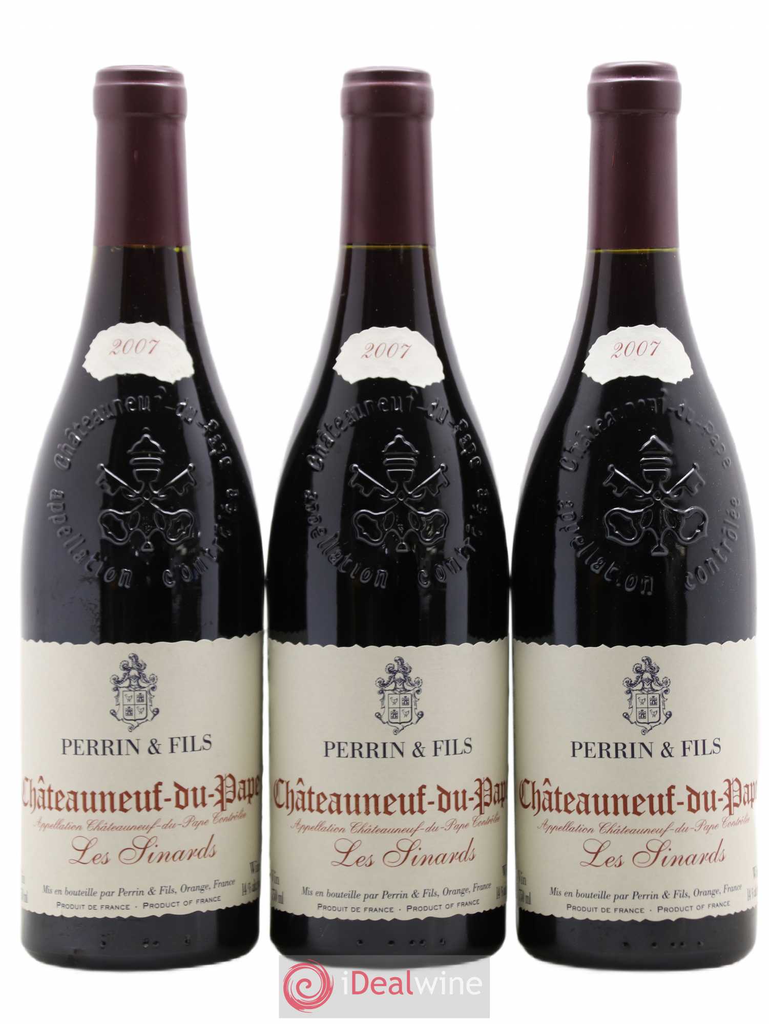 Châteauneuf-du-Pape Les Sinards Perrin 2007 - Lot de 3 bouteilles - 0