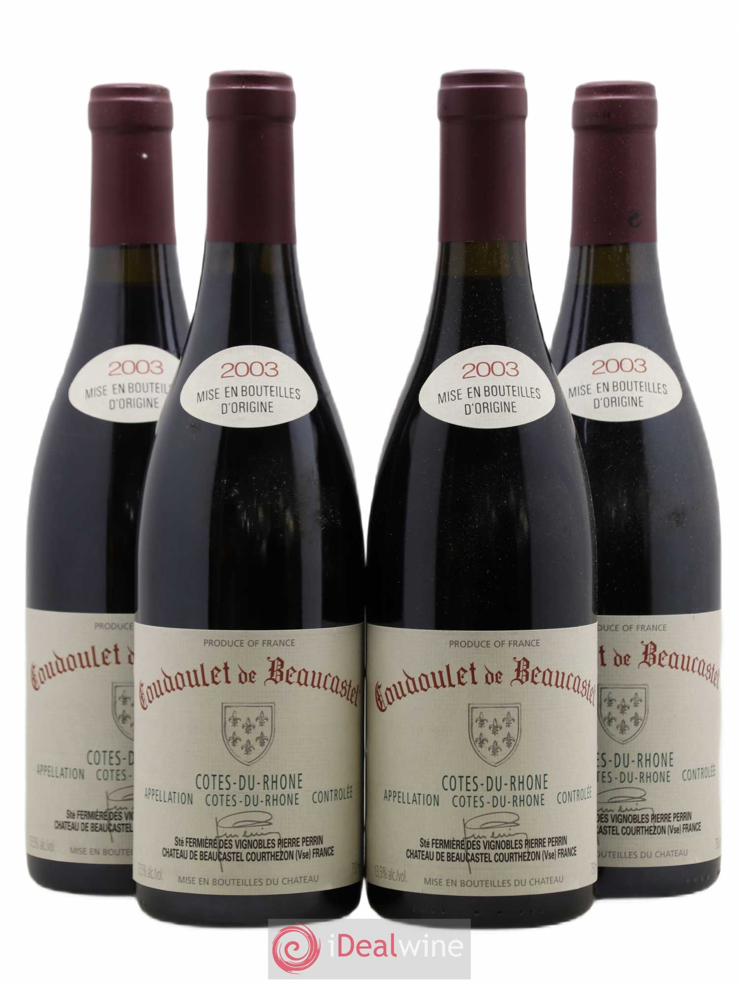 Côtes-du-Rhône Coudoulet de Beaucastel Famille Perrin 2003 - Lot de 4 bouteilles - 0