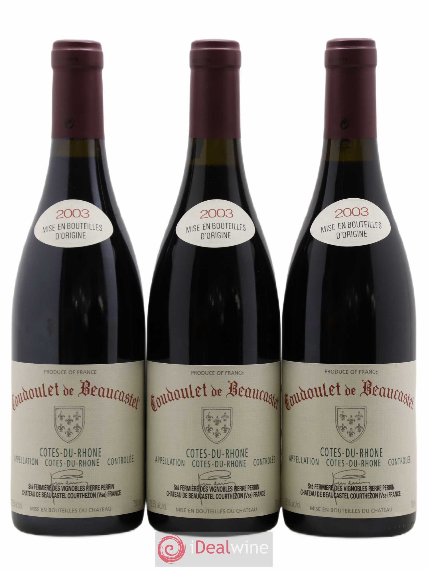 Côtes-du-Rhône Coudoulet de Beaucastel Famille Perrin 2003 - Lot de 3 bouteilles - 0