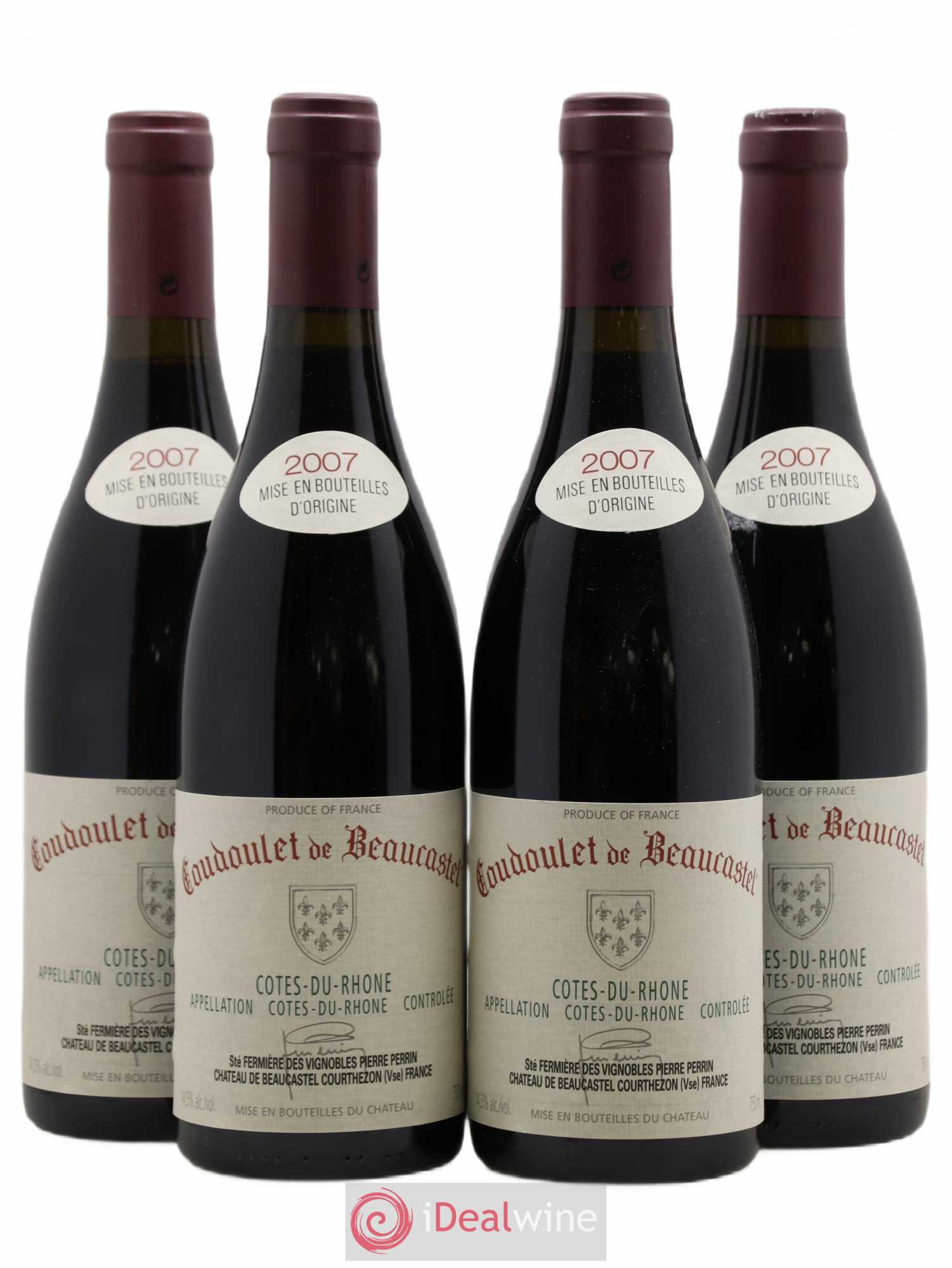 Côtes-du-Rhône Coudoulet de Beaucastel Famille Perrin 2007 - Lot de 4 bouteilles - 0