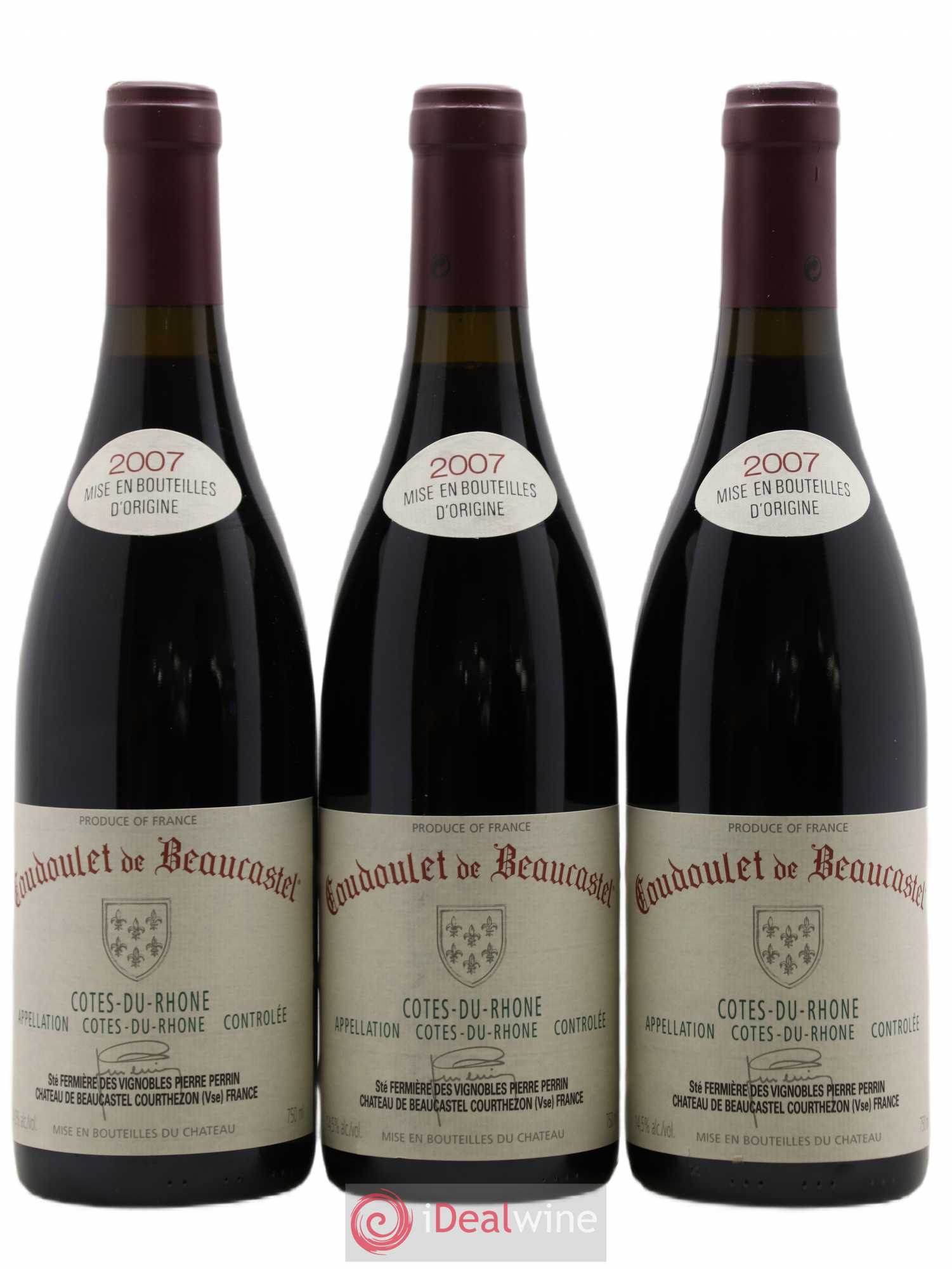 Côtes-du-Rhône Coudoulet de Beaucastel Famille Perrin 2007 - Lot de 3 bouteilles - 0
