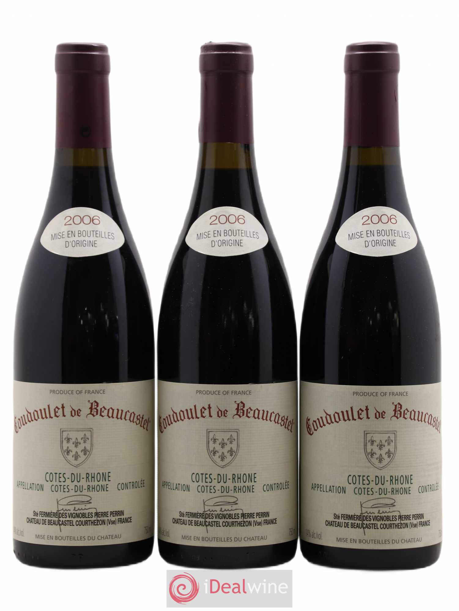 Côtes-du-Rhône Coudoulet de Beaucastel Famille Perrin 2006 - Lot de 3 bouteilles - 0