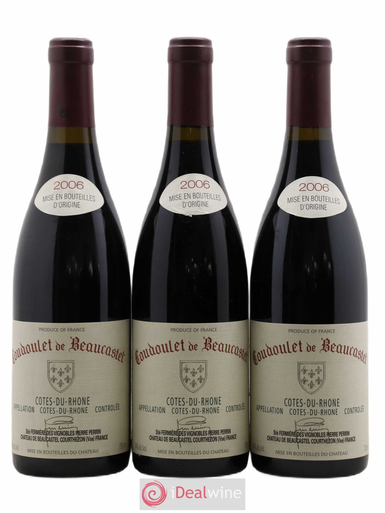 Côtes-du-Rhône Coudoulet de Beaucastel Famille Perrin 2006 - Lot de 3 bouteilles - 0
