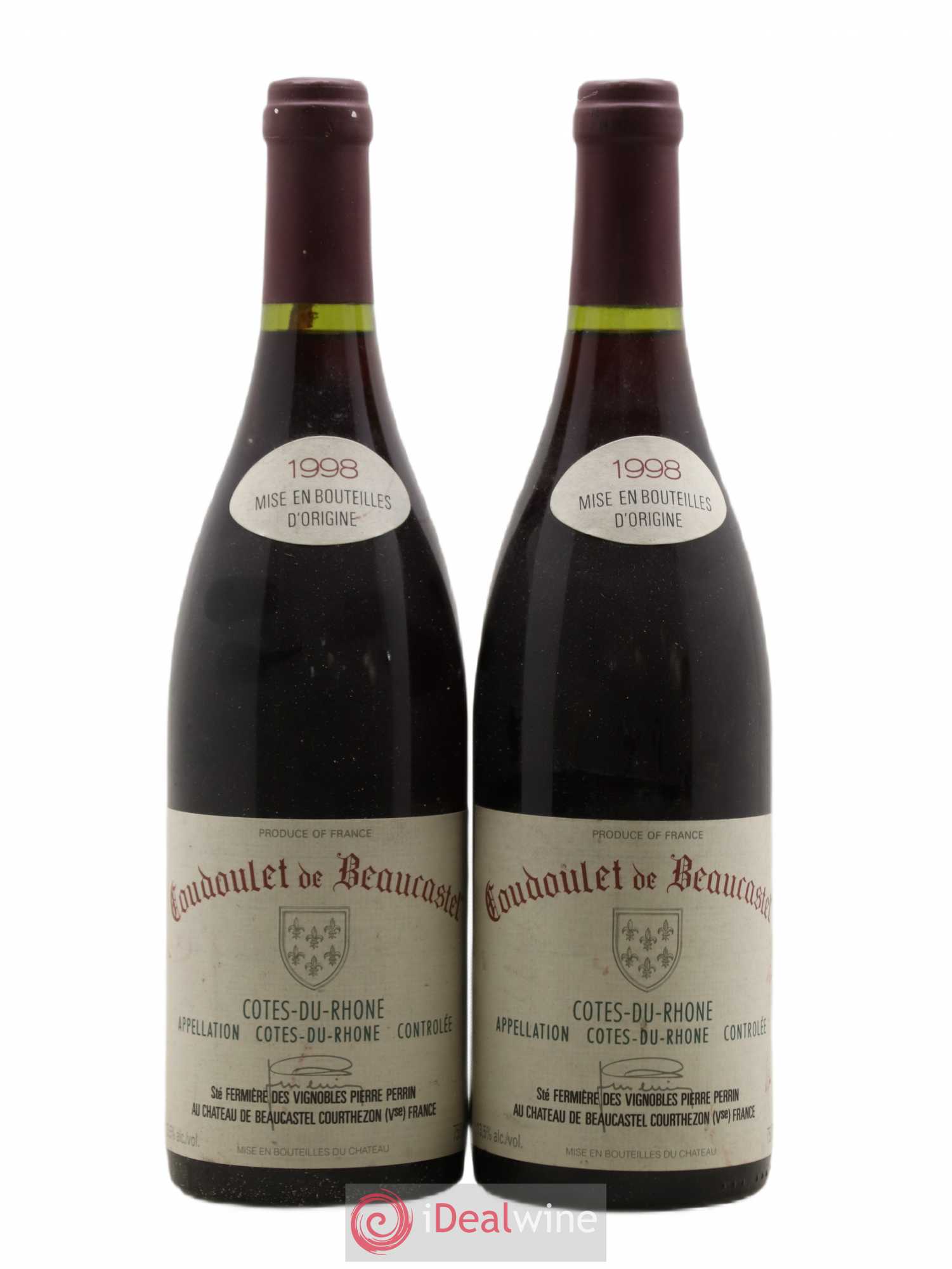 Côtes-du-Rhône Coudoulet de Beaucastel Famille Perrin 1998 - Lot de 2 bouteilles - 0