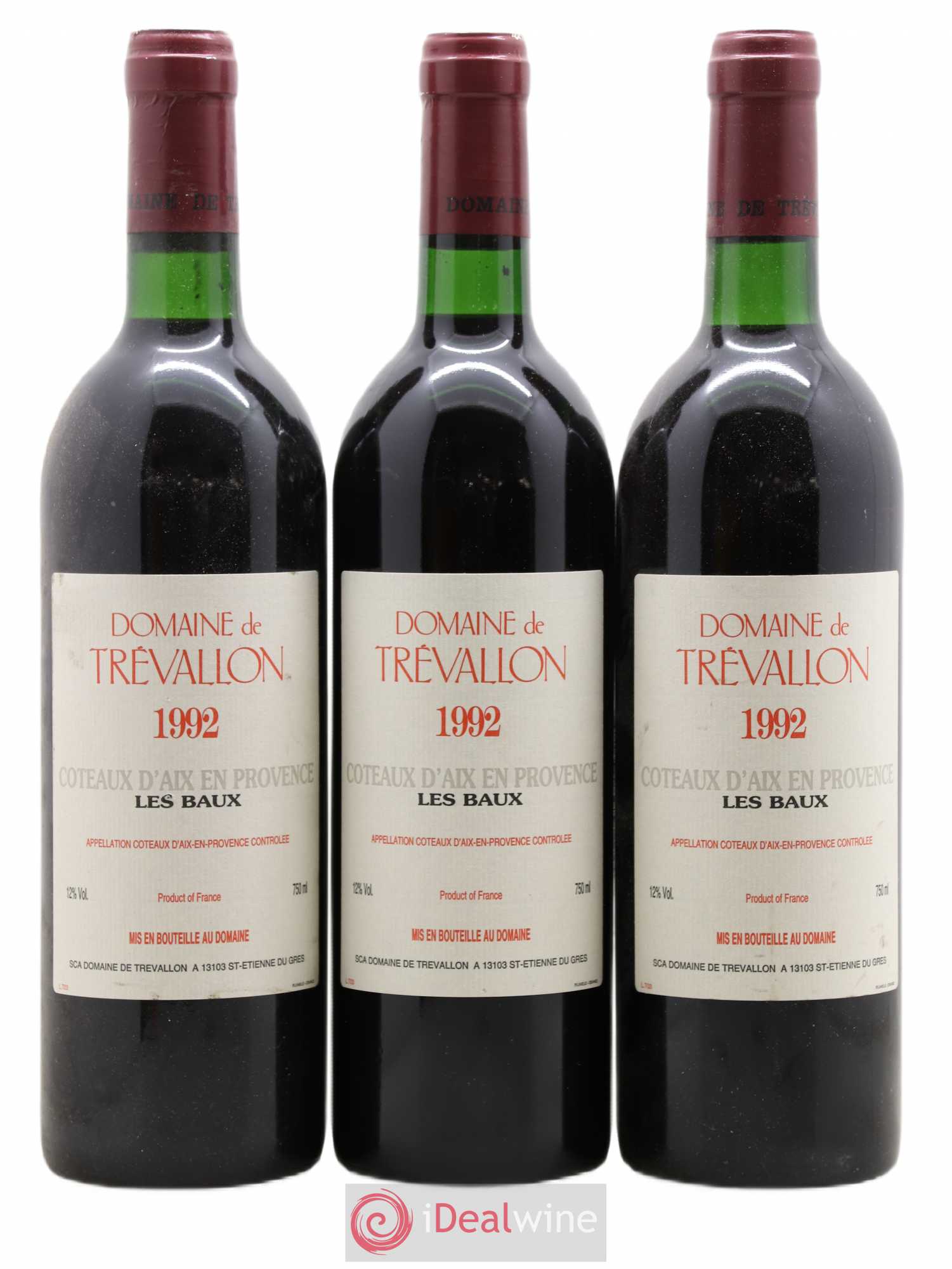 Coteaux d'Aix-en-Provence Trévallon (Domaine de) Eloi Dürrbach 1992 - Lot de 3 bouteilles - 0