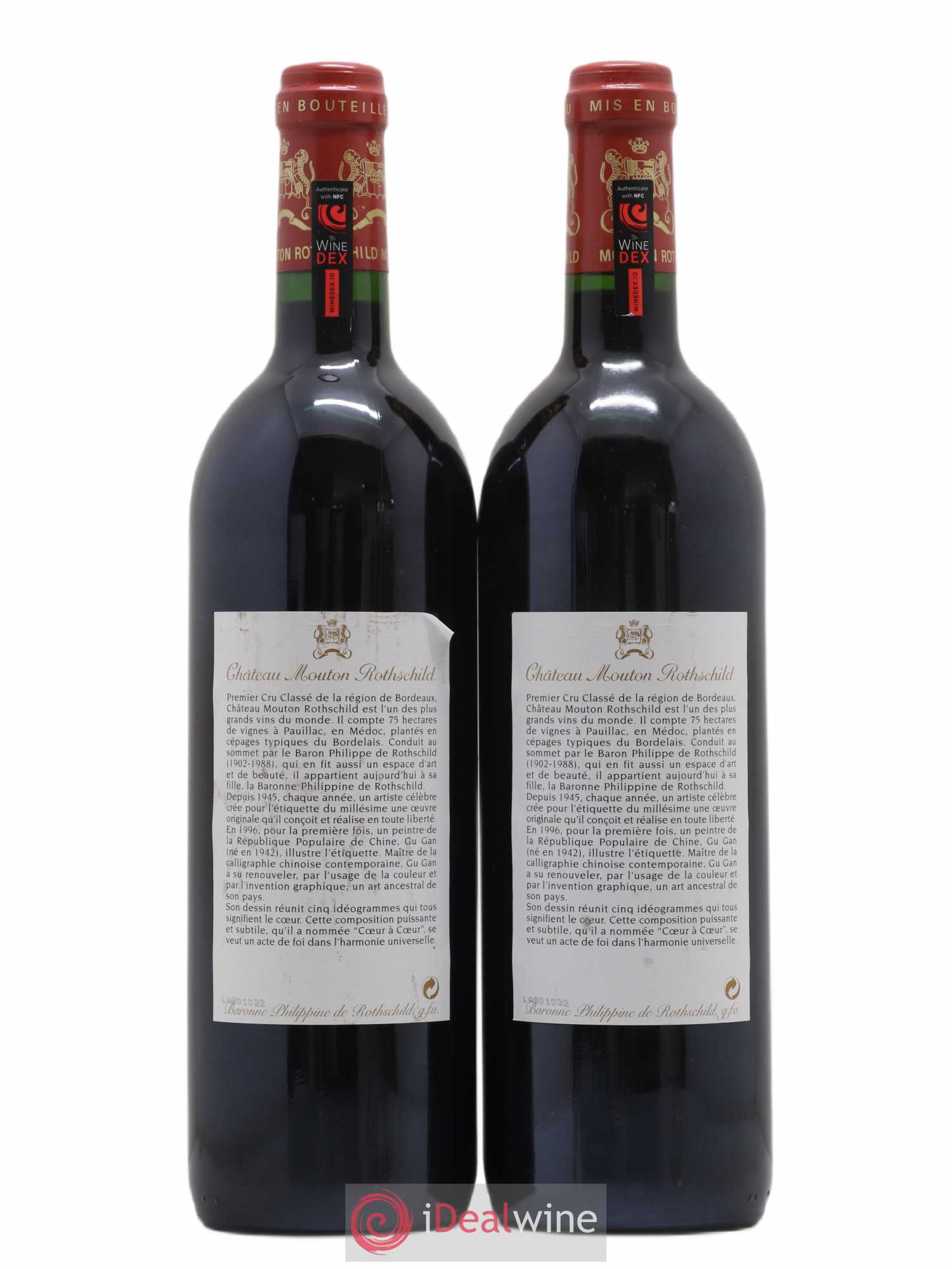 Château Mouton Rothschild 1er Grand Cru Classé 1996 - Lot de 2 bouteilles - 1
