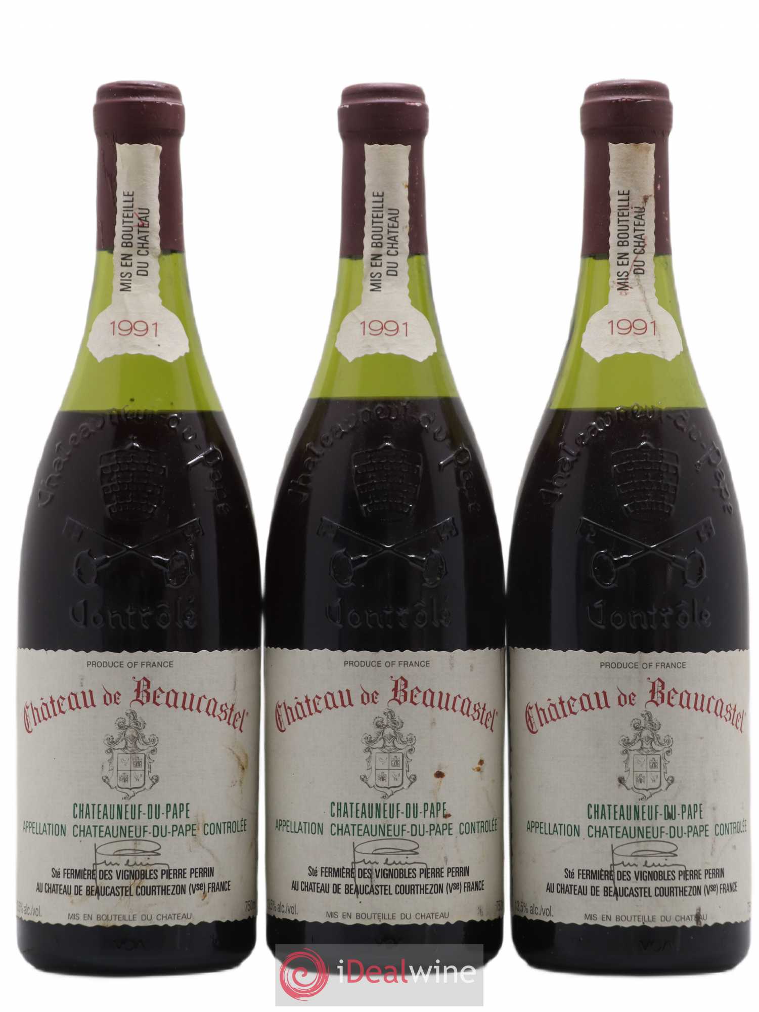 Châteauneuf-du-Pape Château de Beaucastel Famille Perrin 1991 - Lot de 3 bouteilles - 0