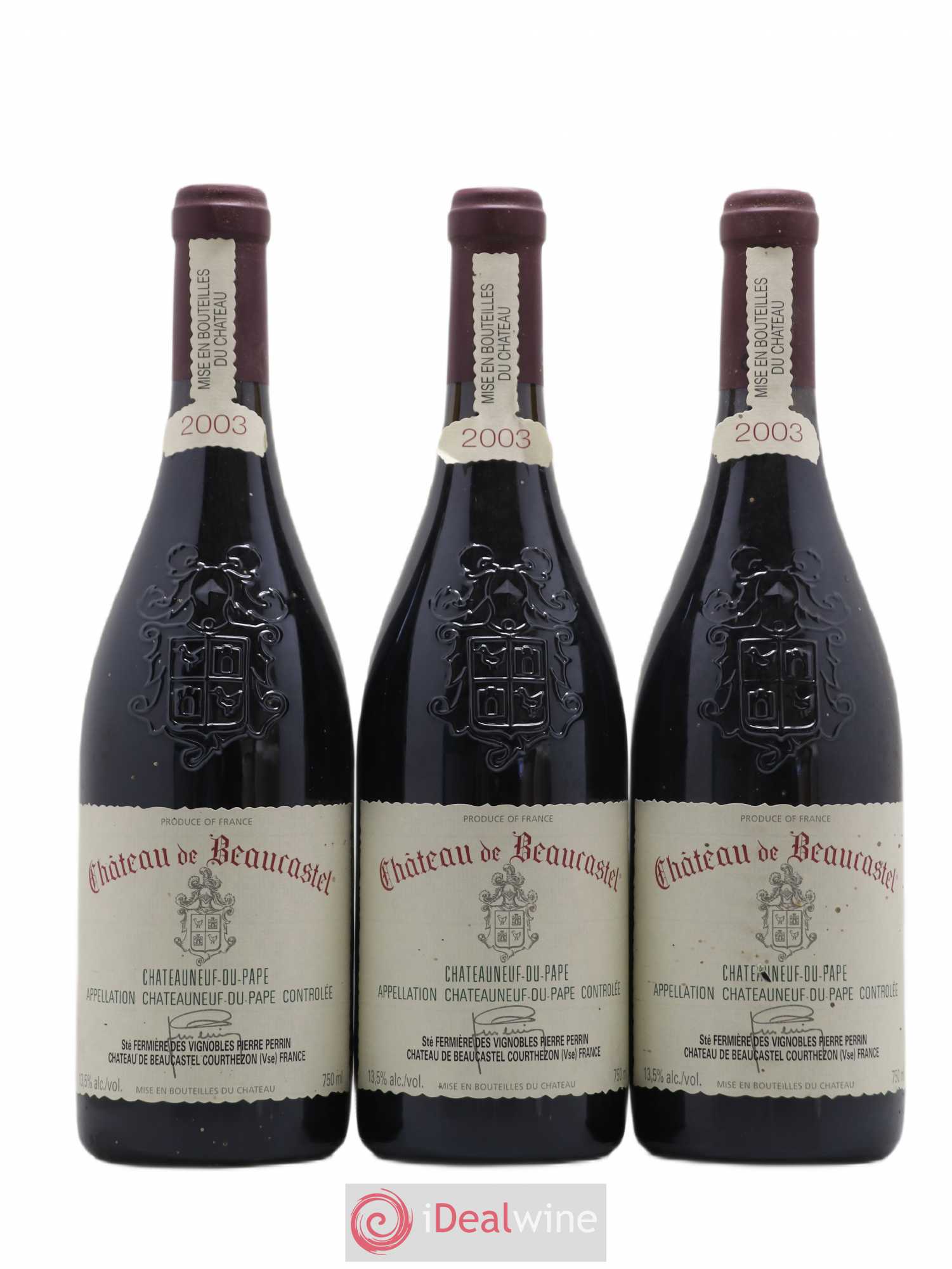 Châteauneuf-du-Pape Château de Beaucastel Famille Perrin 2003 - Lot de 3 bouteilles - 0
