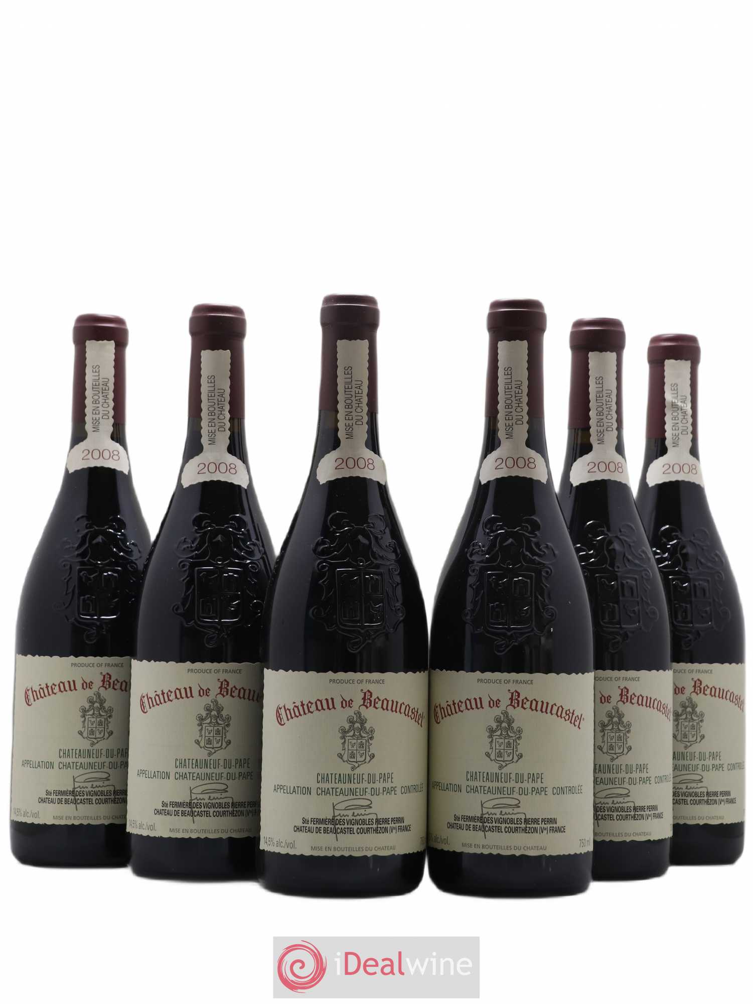Châteauneuf-du-Pape Château de Beaucastel Famille Perrin 2008 - Lot de 6 bouteilles - 0