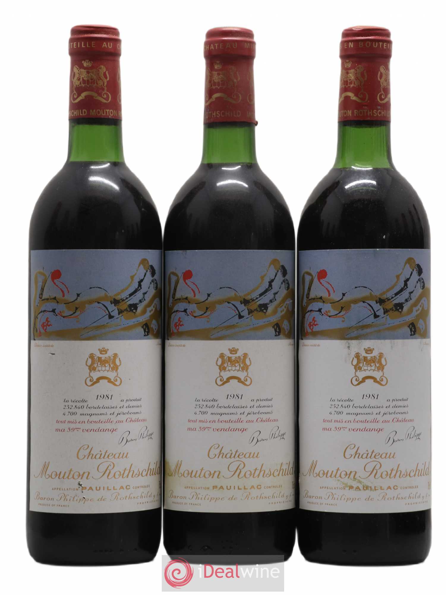 Château Mouton Rothschild 1er Grand Cru Classé 1981 - Lot de 12 bouteilles - 1