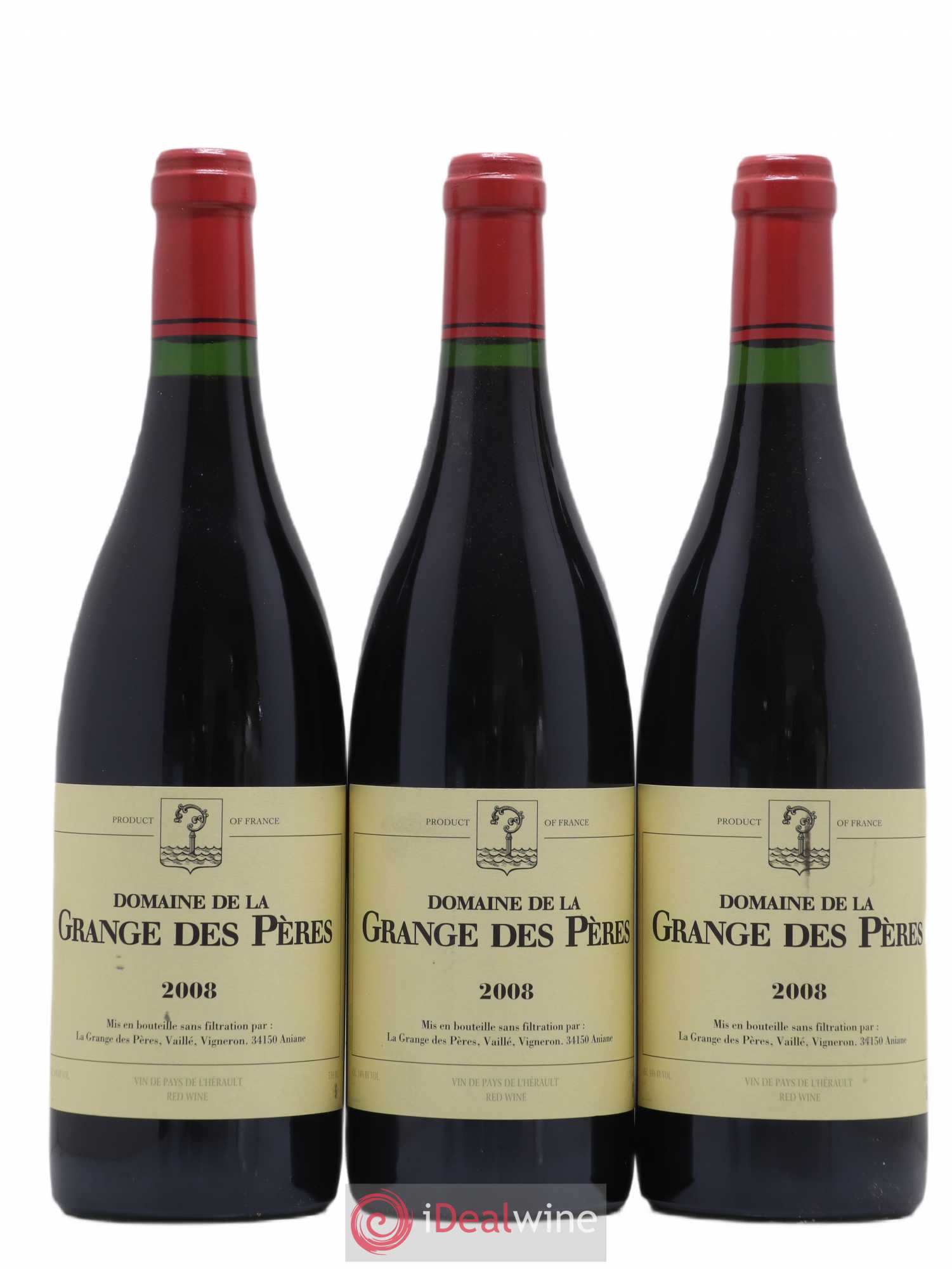 Pays d'Hérault Grange des Pères Laurent Vaillé 2008 - Lot de 3 bouteilles - 0