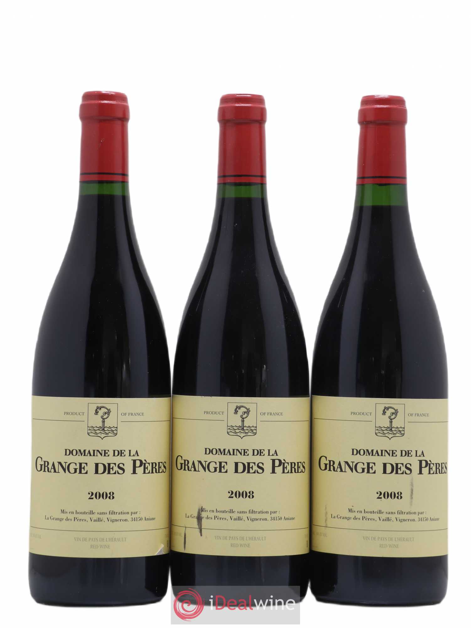 Pays d'Hérault Grange des Pères Laurent Vaillé 2008 - Lot de 3 bouteilles - 0
