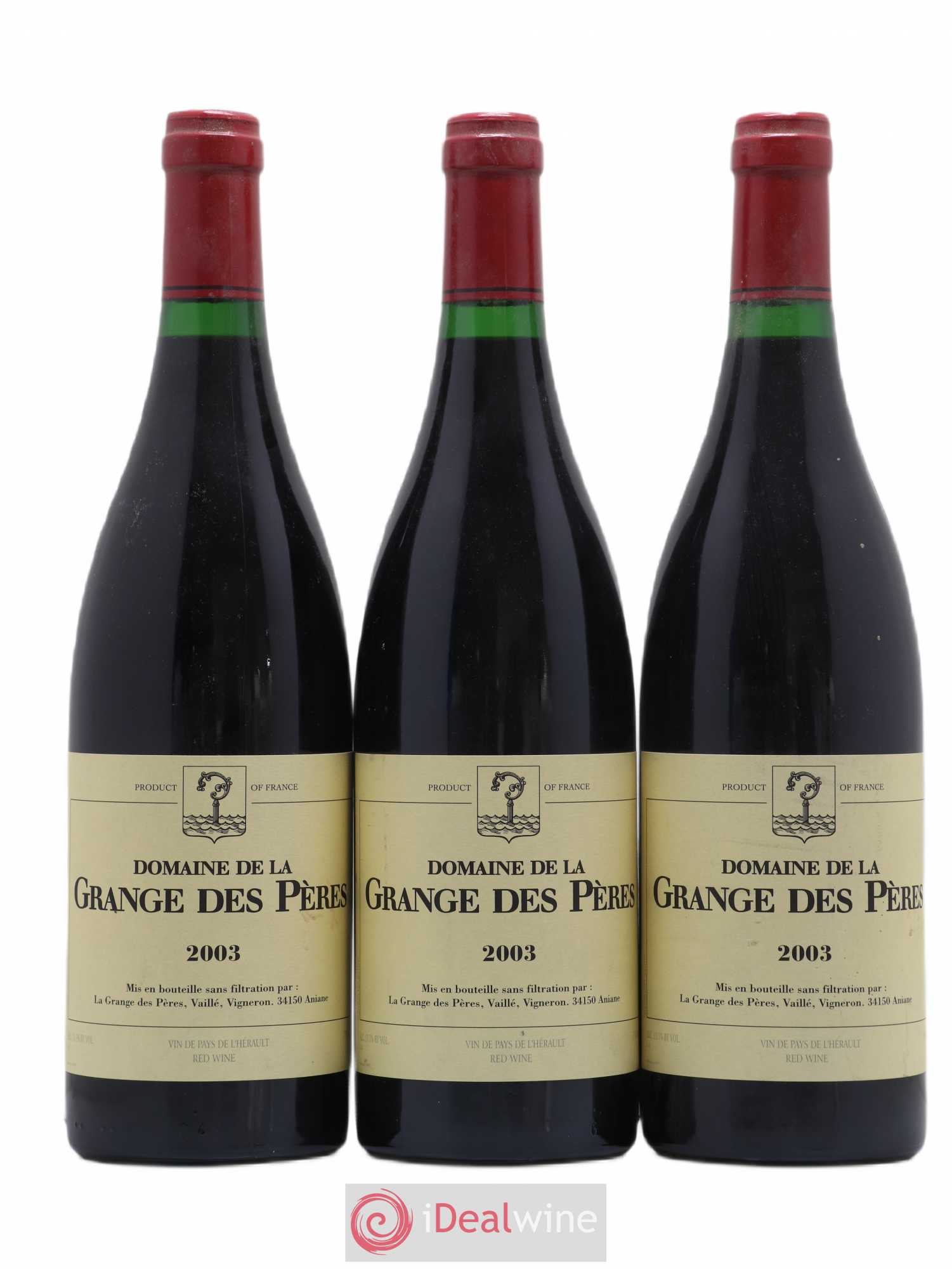 Pays d'Hérault Grange des Pères Laurent Vaillé 2003 - Lot de 3 bouteilles - 0