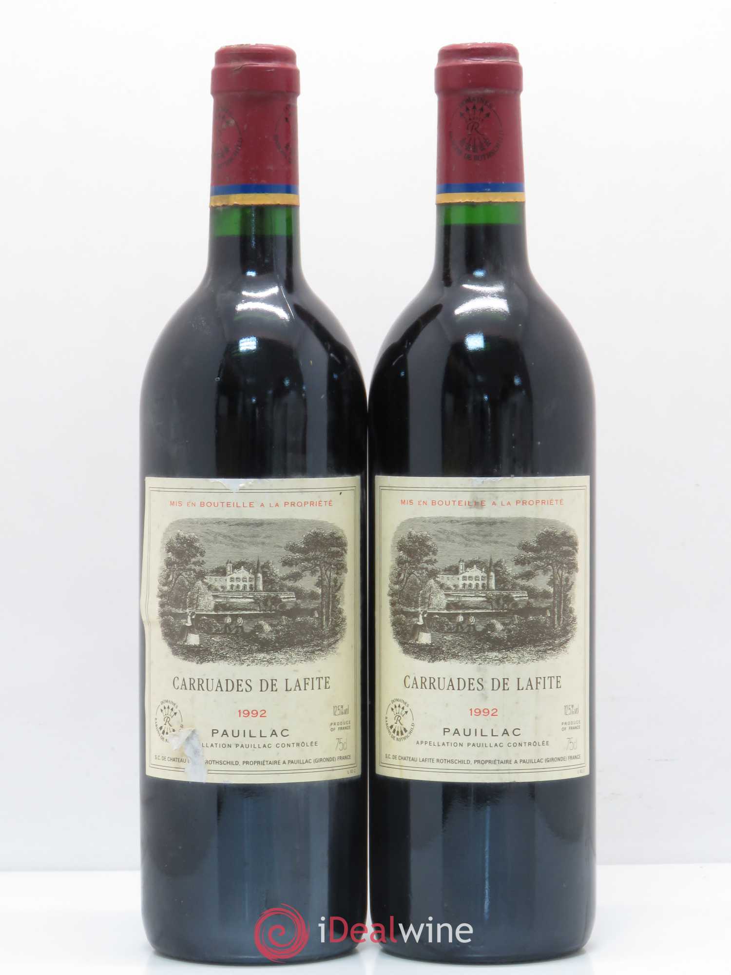Carruades de Lafite Rothschild Second Vin 1992 - Lot de 2 bouteilles - 0