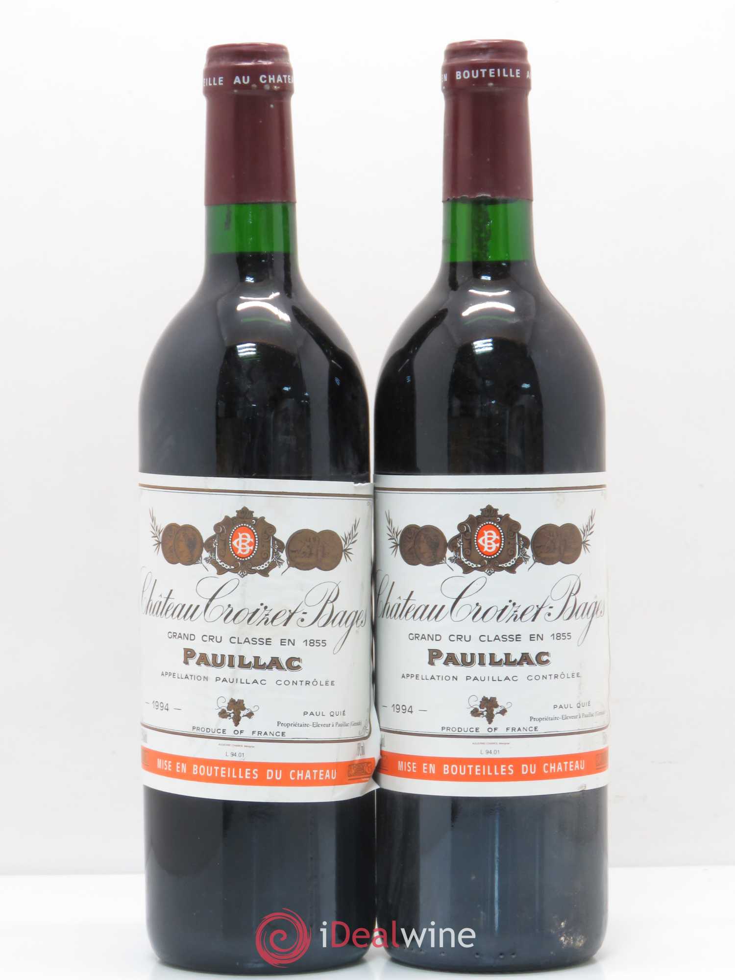 Château Croizet Bages 5ème Grand Cru Classé 1994 - Lot de 2 bouteilles - 0