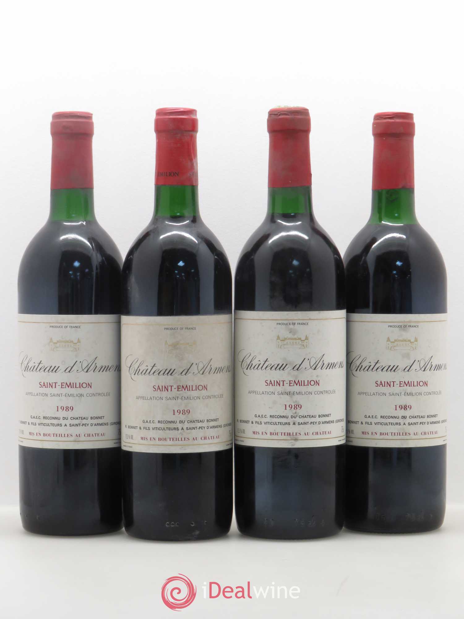 Château Armens Grand Cru 1989 - Lot de 4 bouteilles - 0