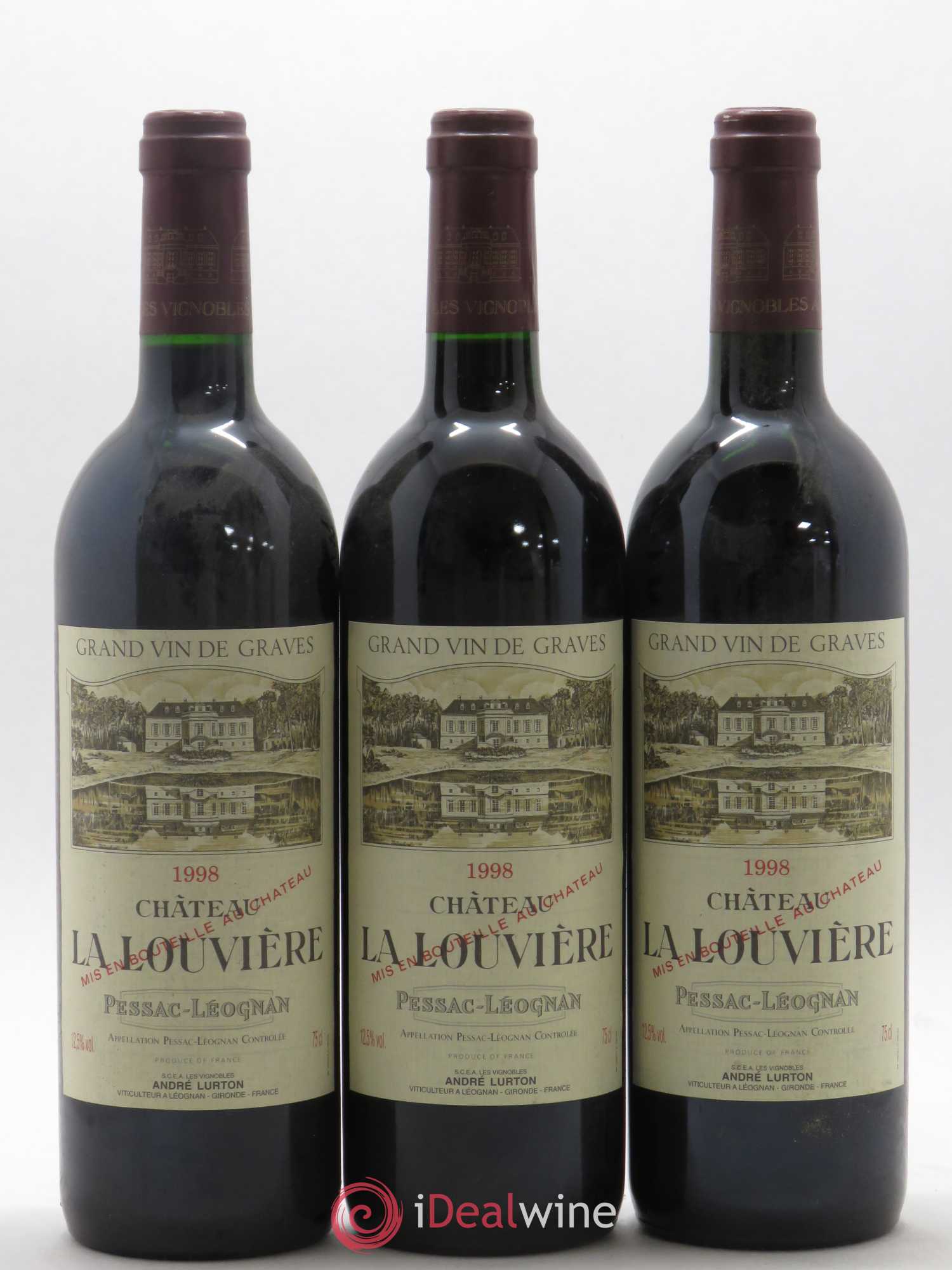 Château la Louvière 1998 - Lot de 3 bouteilles - 0