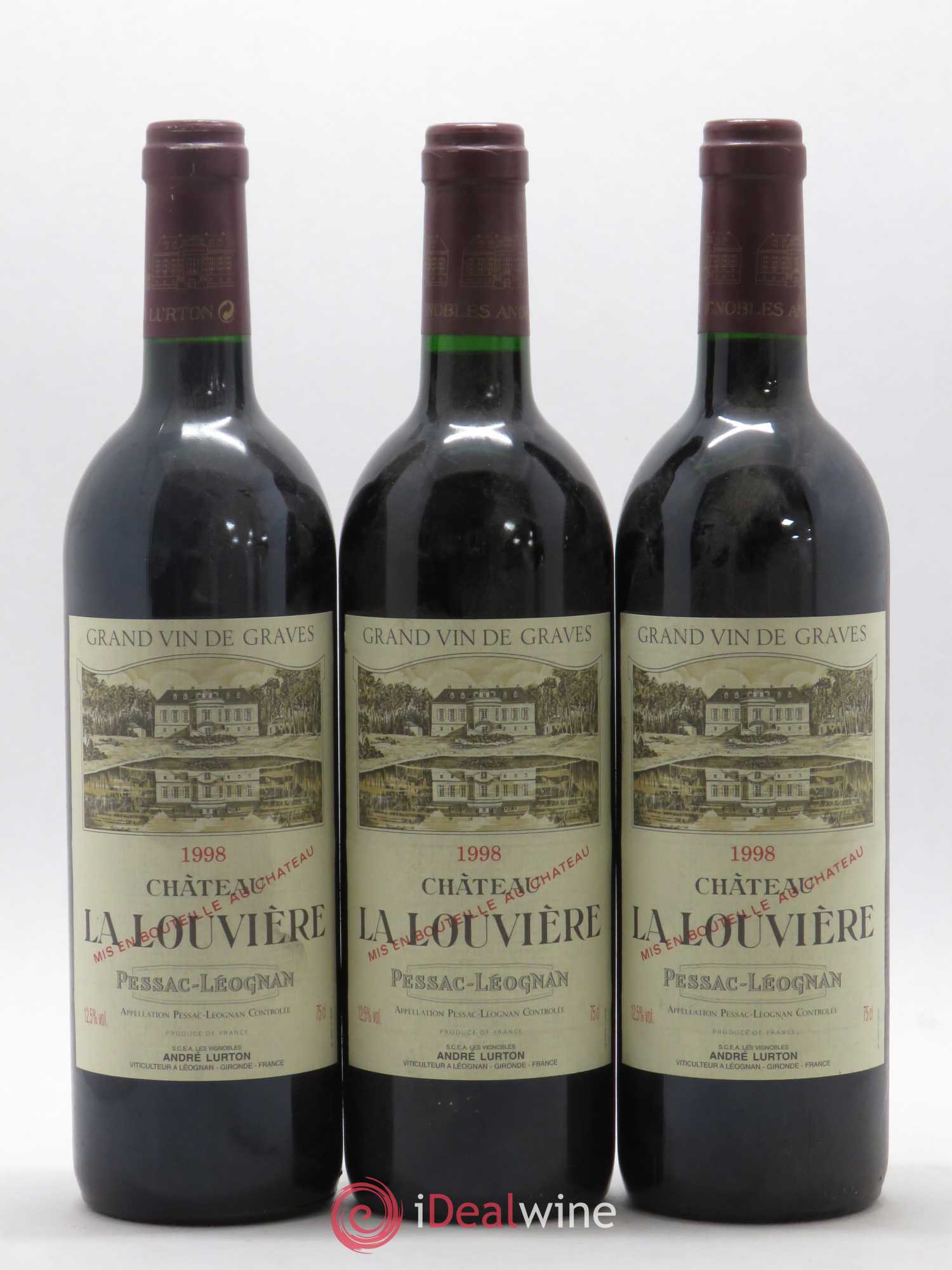 Château la Louvière 1998 - Lot de 3 bouteilles - 0