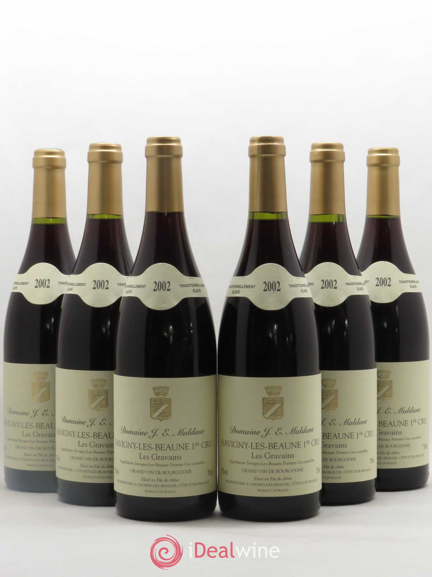 Savigny-lès-Beaune 1er Cru Les Gravins Domaine Maldant 2002 - Posten von 6 Flaschen - 0