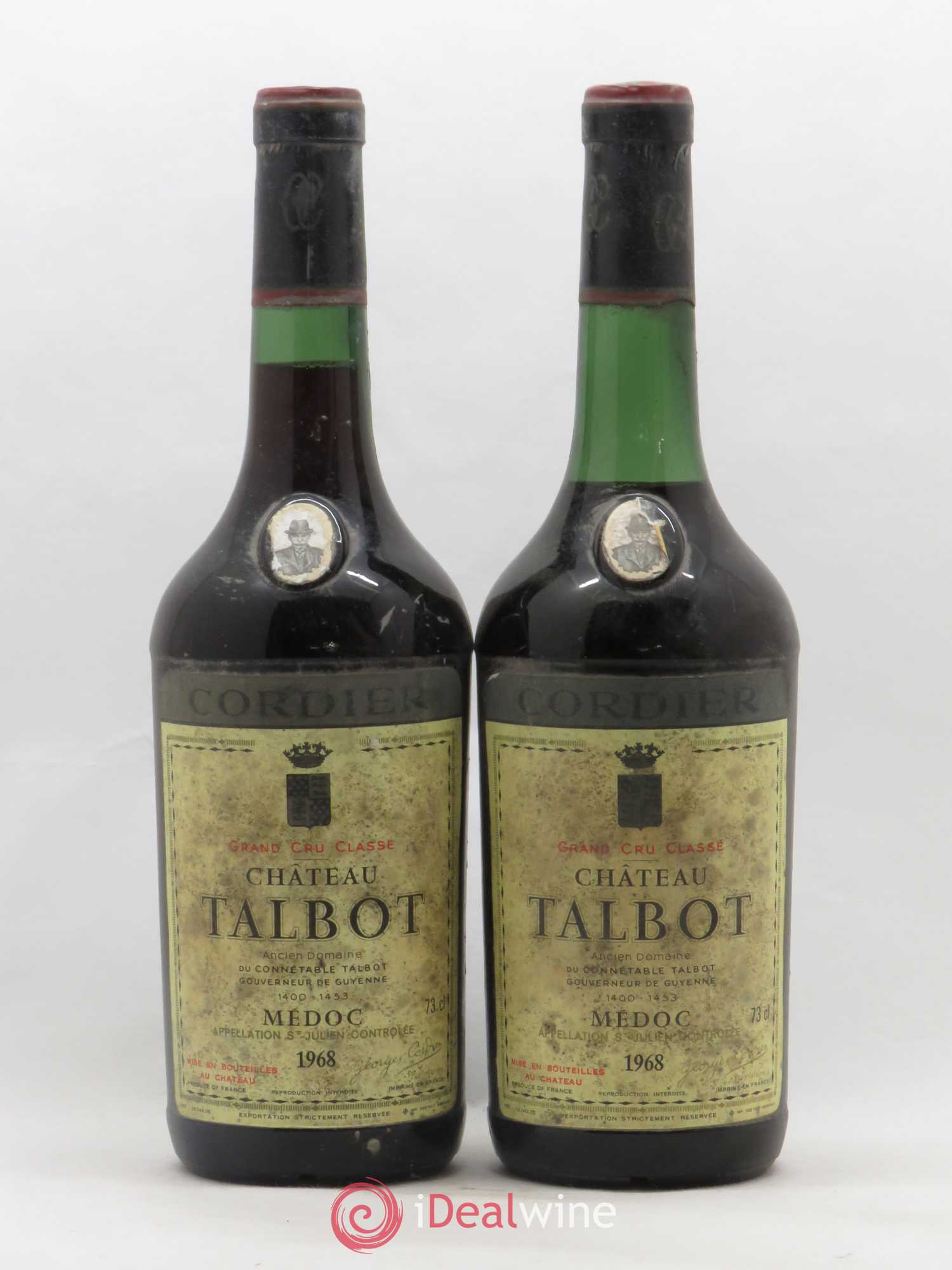 Château Talbot 4ème Grand Cru Classé 1968 - Lot de 2 bouteilles - 0