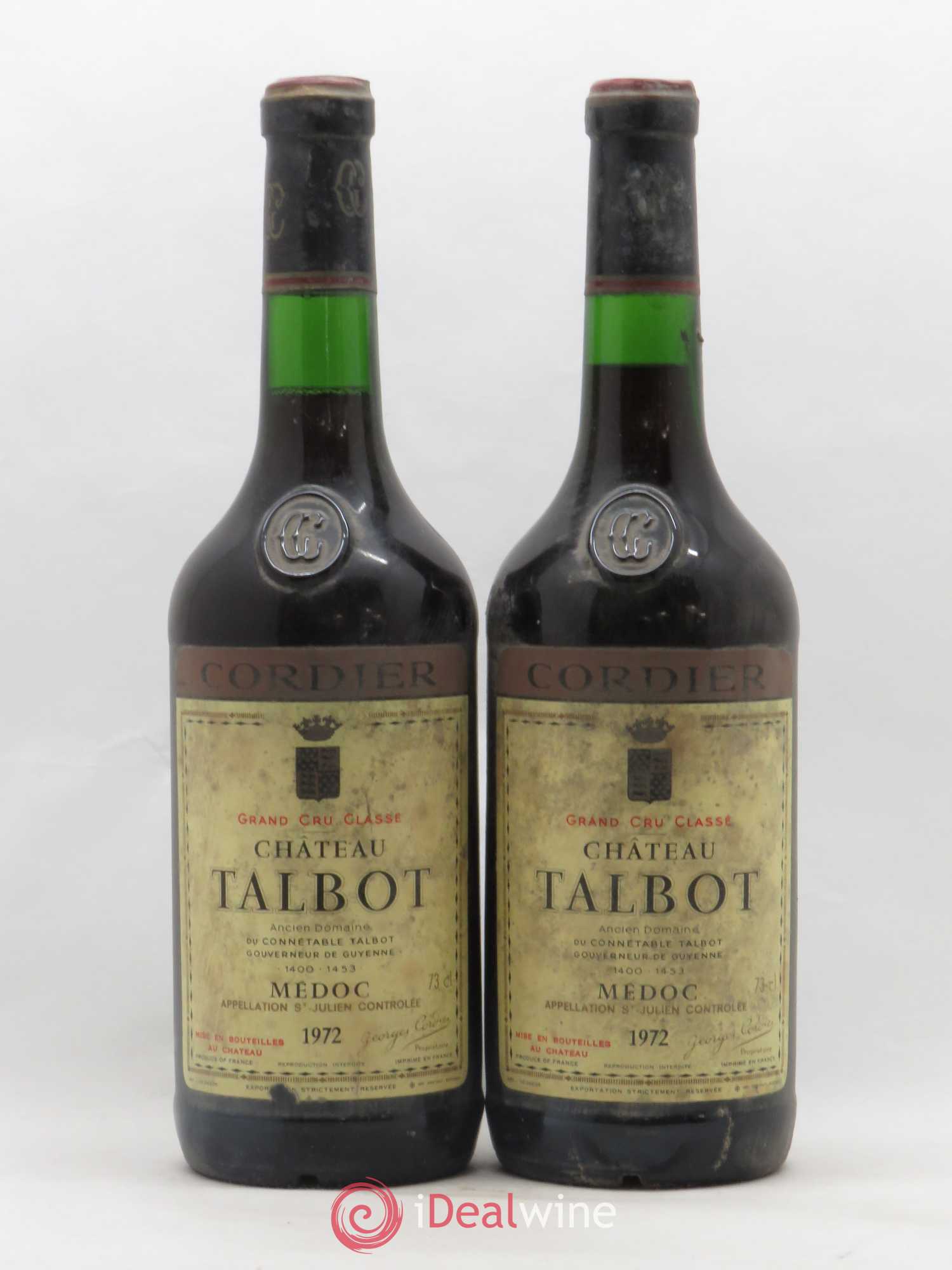 Château Talbot 4ème Grand Cru Classé 1972 - Lot de 2 bouteilles - 0